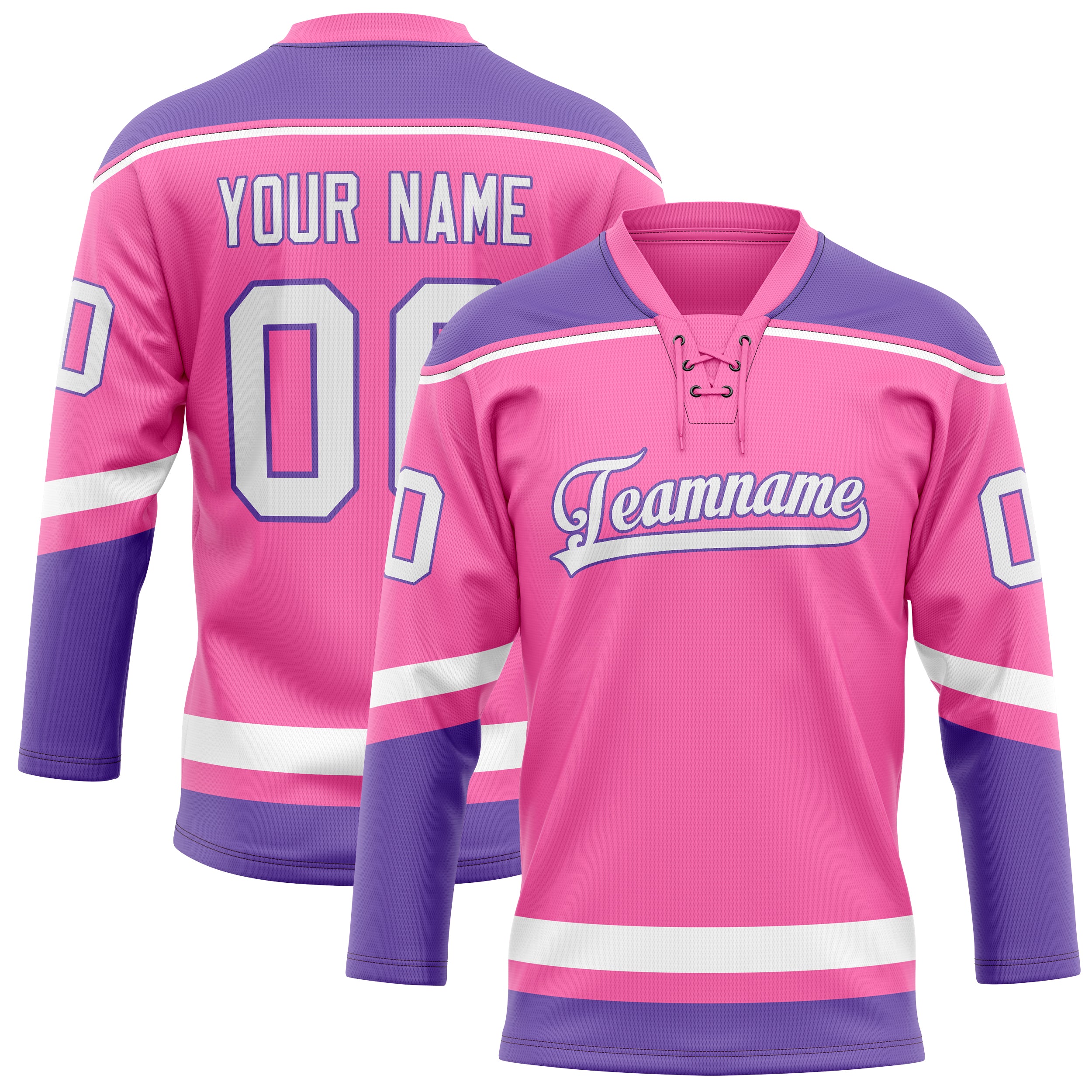 Maßgeschneidertes Professionelles Rosa Lila Eishockeytrikot HK01240718PI399