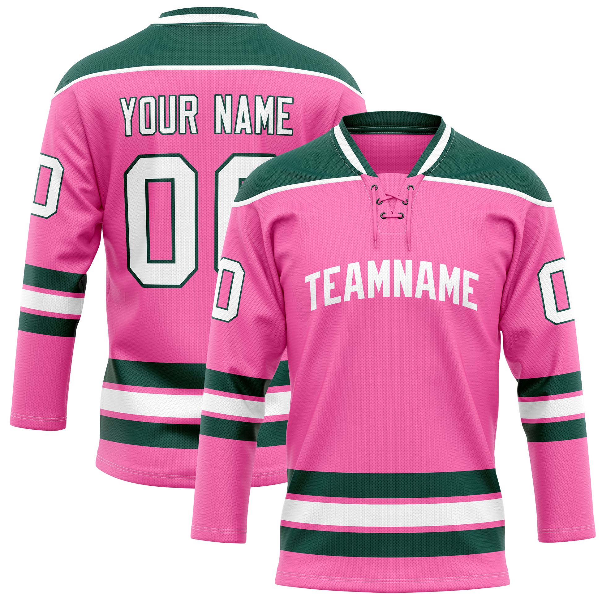 Maßgeschneidertes Professionelles Rosa Kelly Grün Eishockeytrikot HK01240718PI400