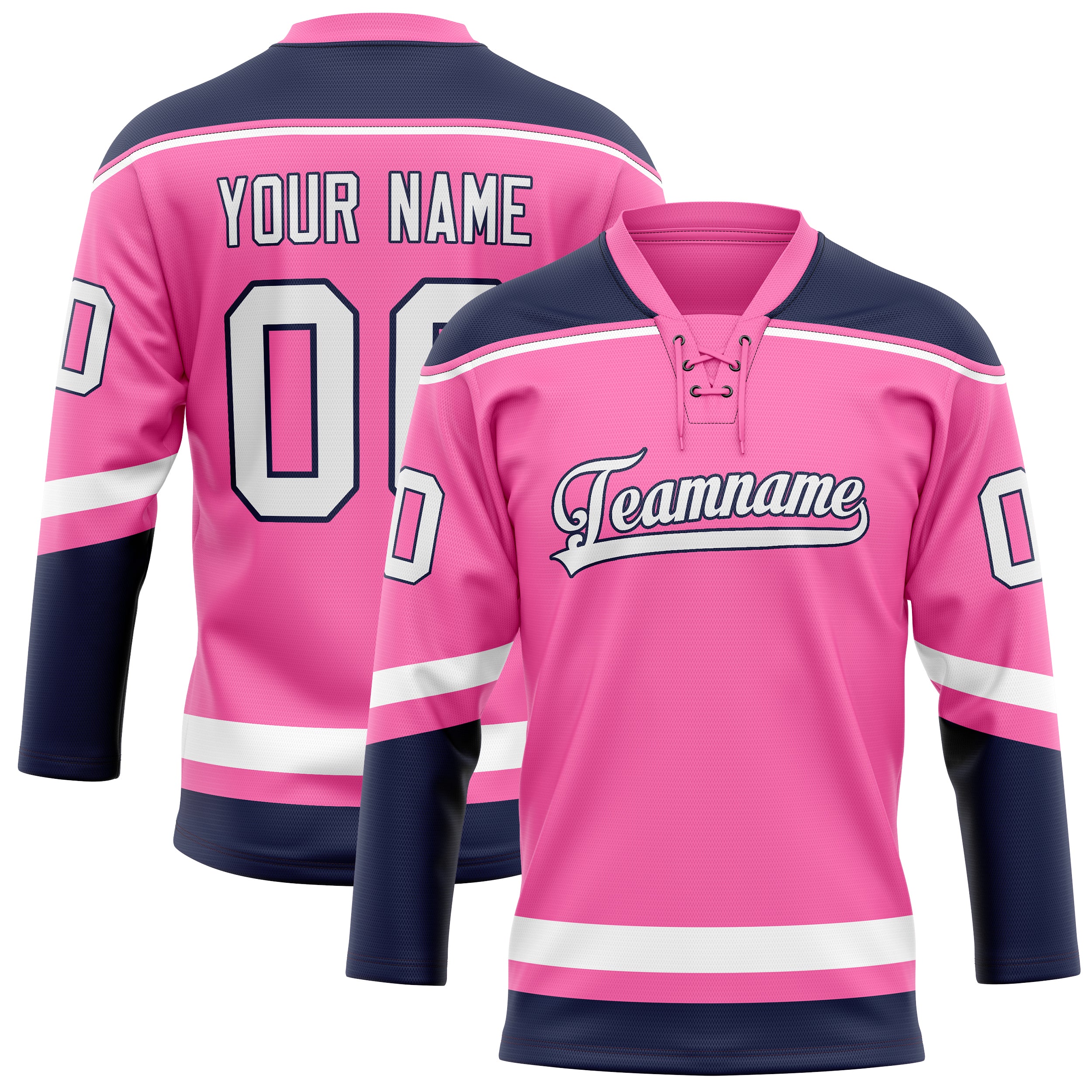 Maßgeschneidertes Professionelles Rosa Schwarz Eishockeytrikot HK01240718PI401