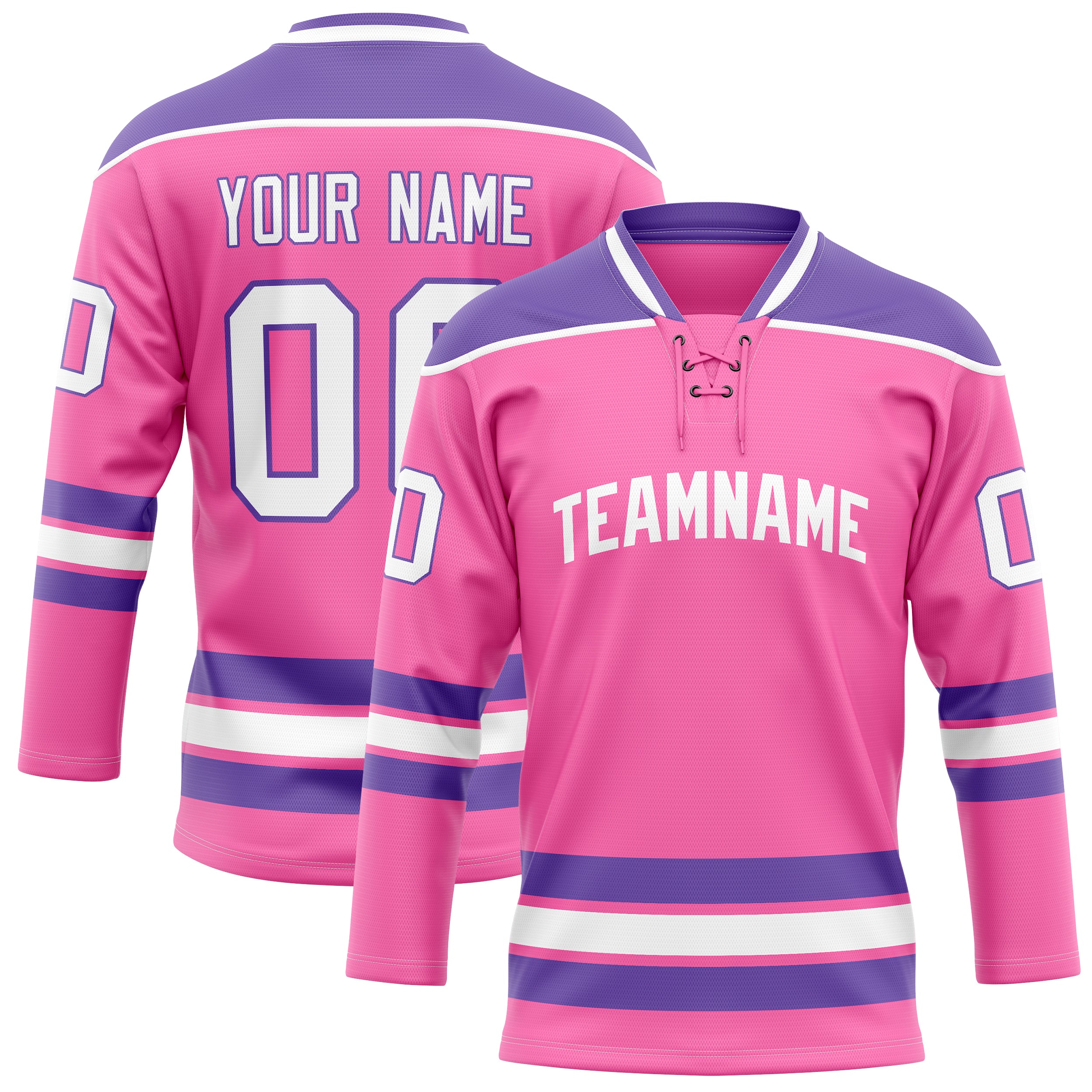 Maßgeschneidertes Professionelles Rosa Lila Eishockeytrikot HK01240718PI404