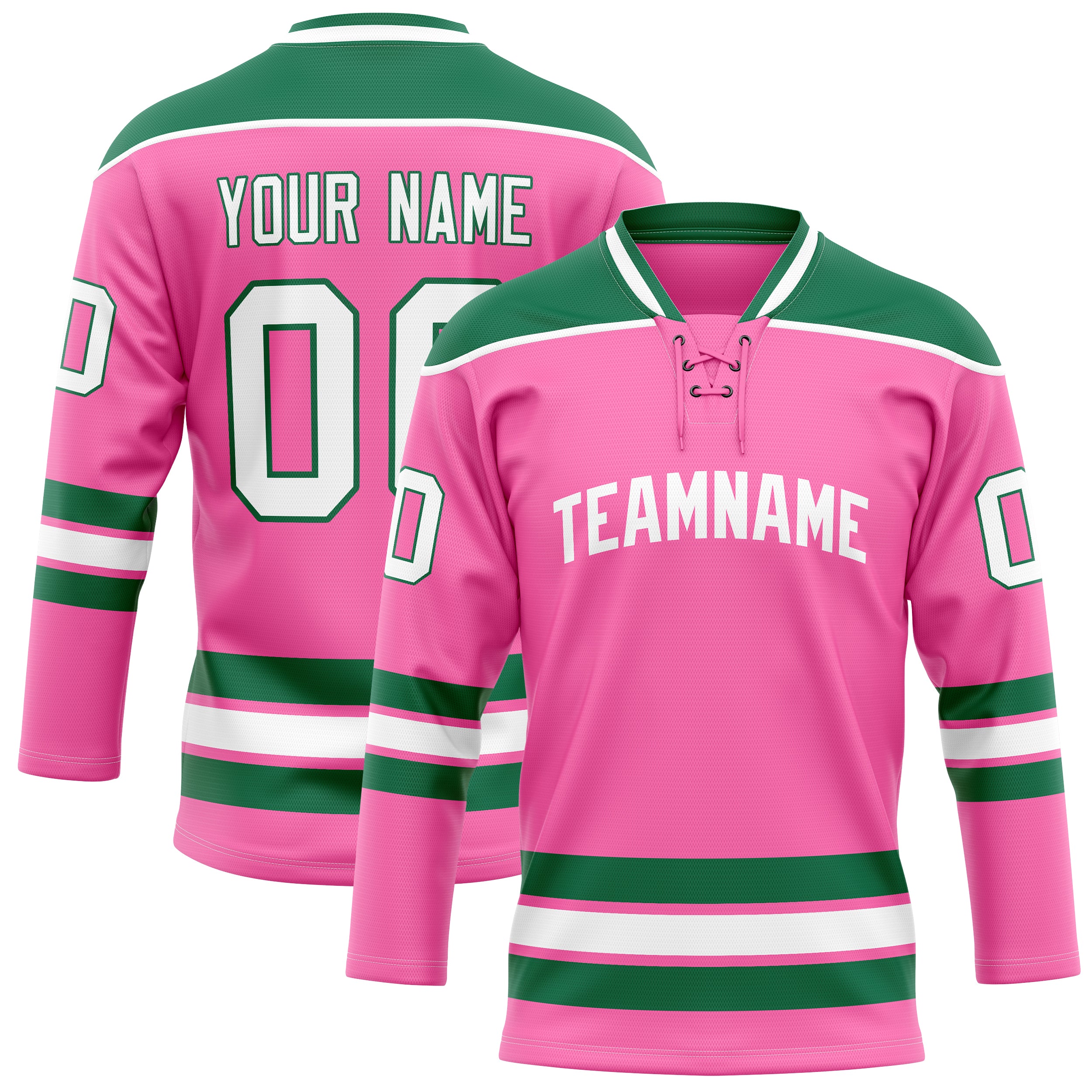 Maßgeschneidertes Professionelles Rosa Kelly Grün Eishockeytrikot HK01240718PI405