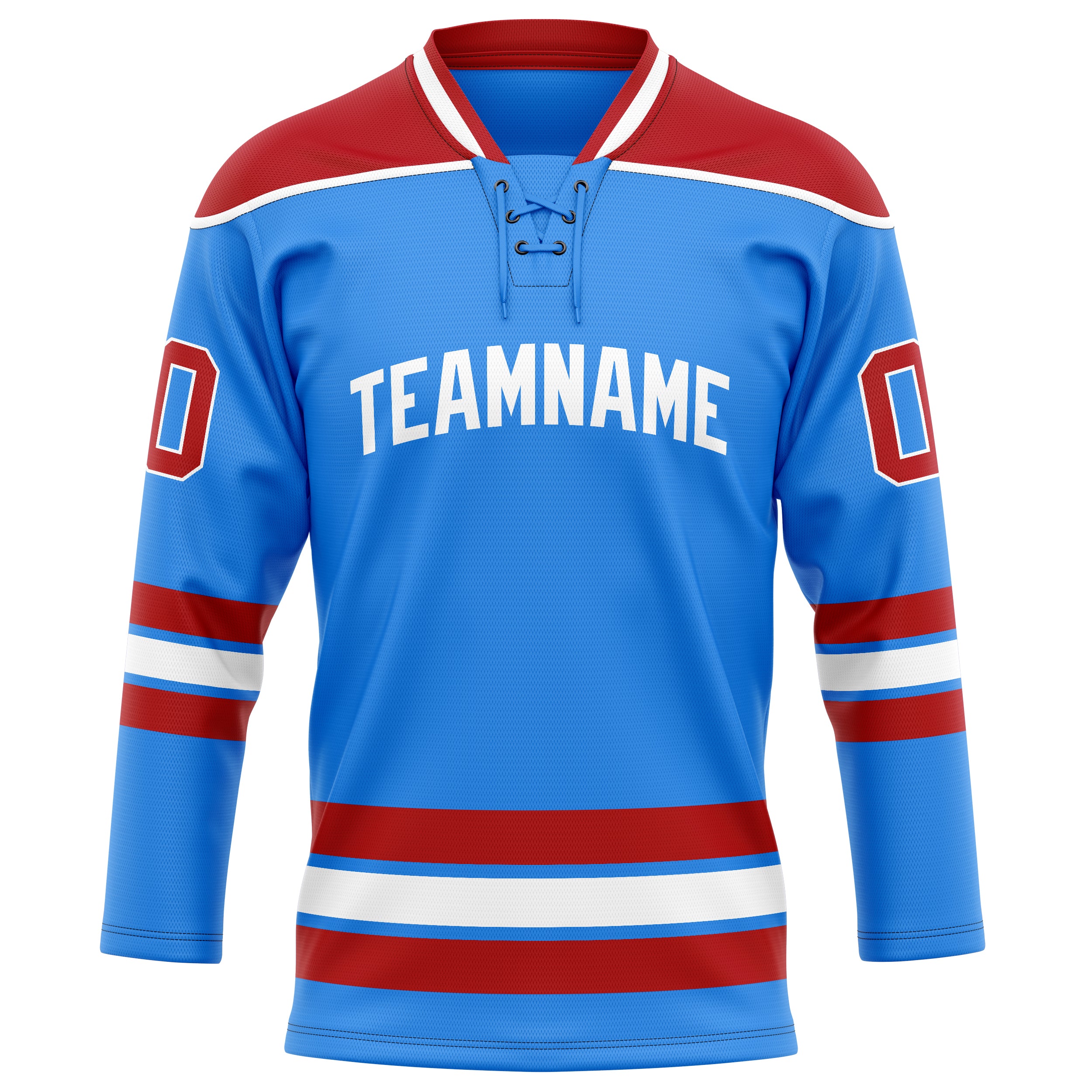 Puderblau Rot Eishockey Trikot