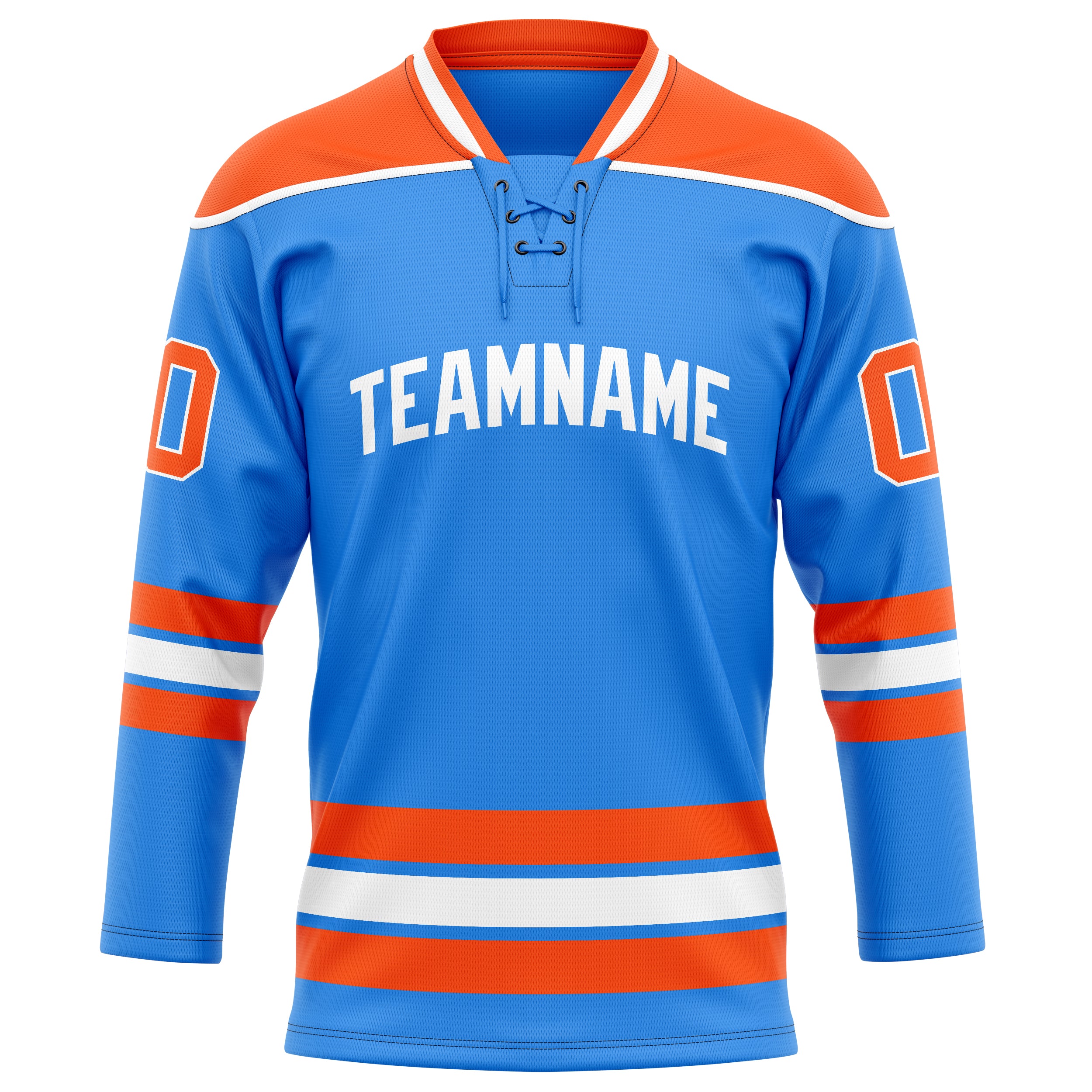 Puderblau Orange Eishockey Trikot