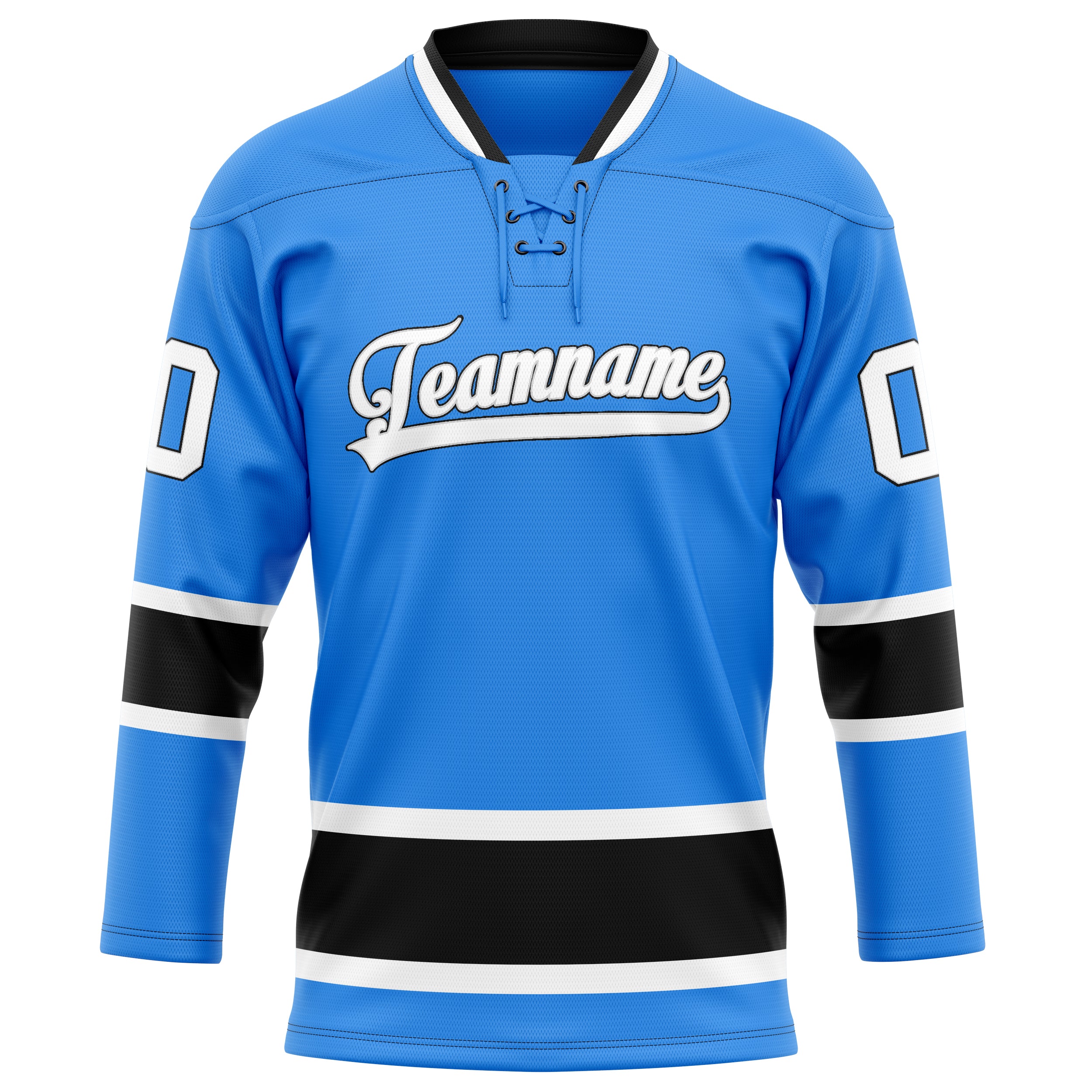 Puderblau Schwarz Eishockey Trikot