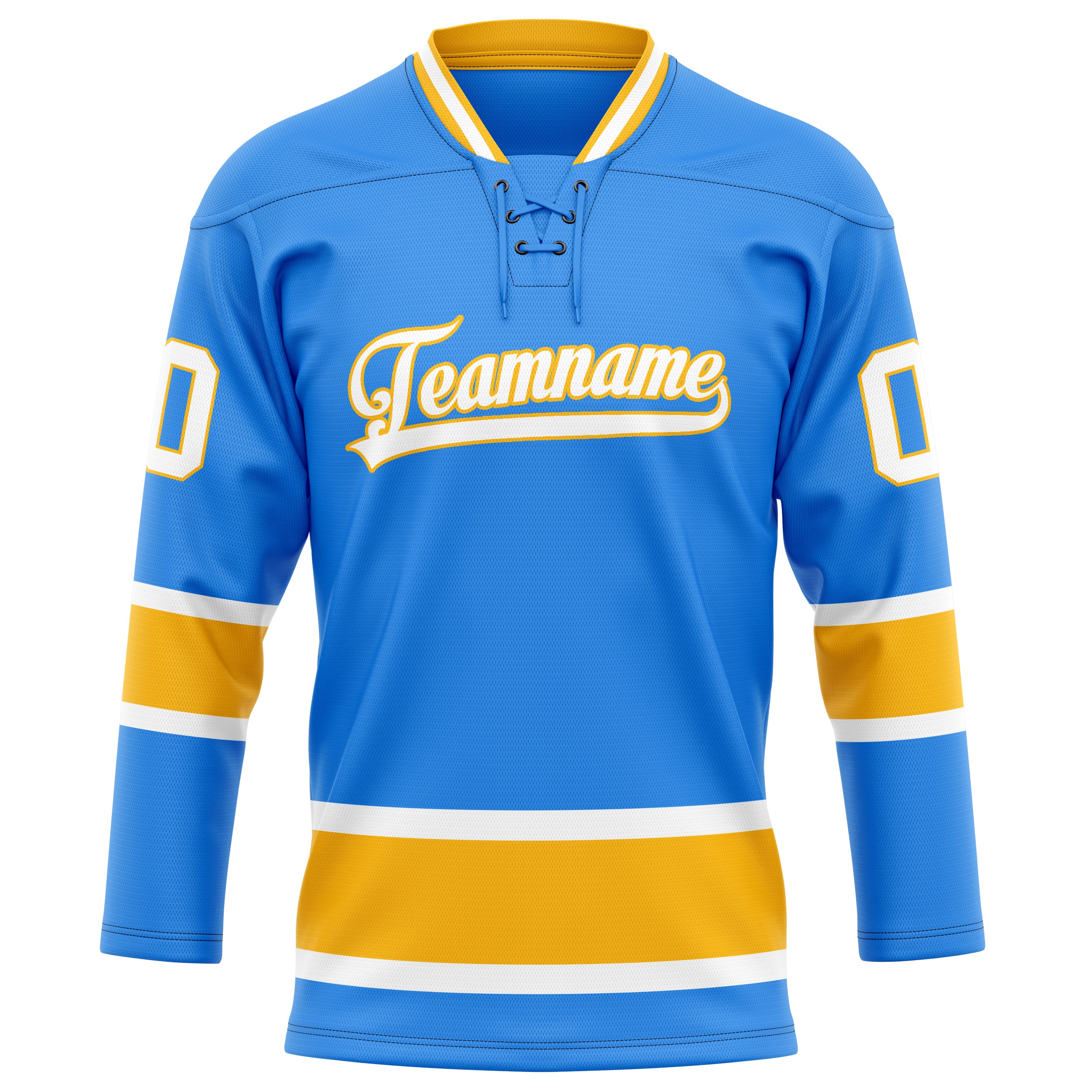 Puderblau Gold Eishockey Trikot