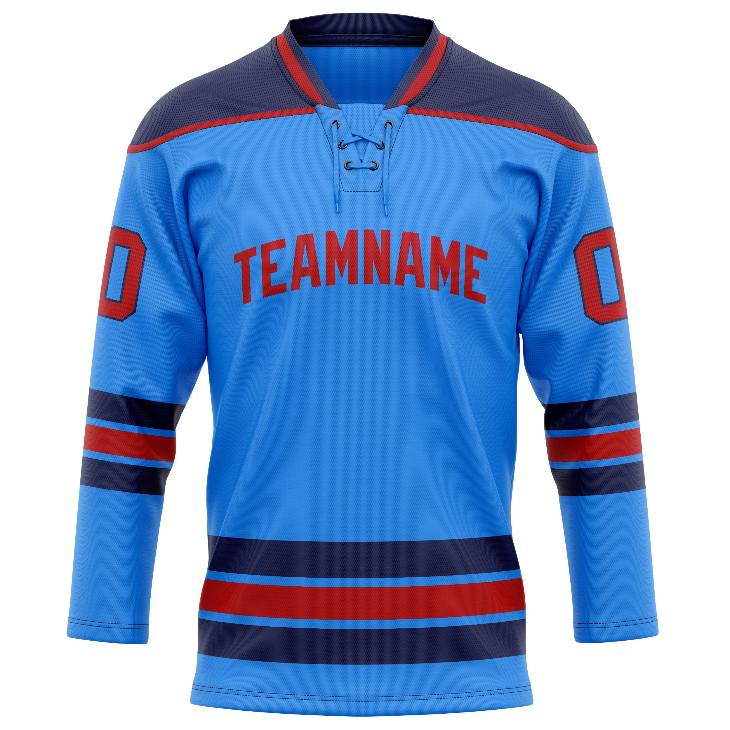 Puderblau Rot Eishockey Trikot