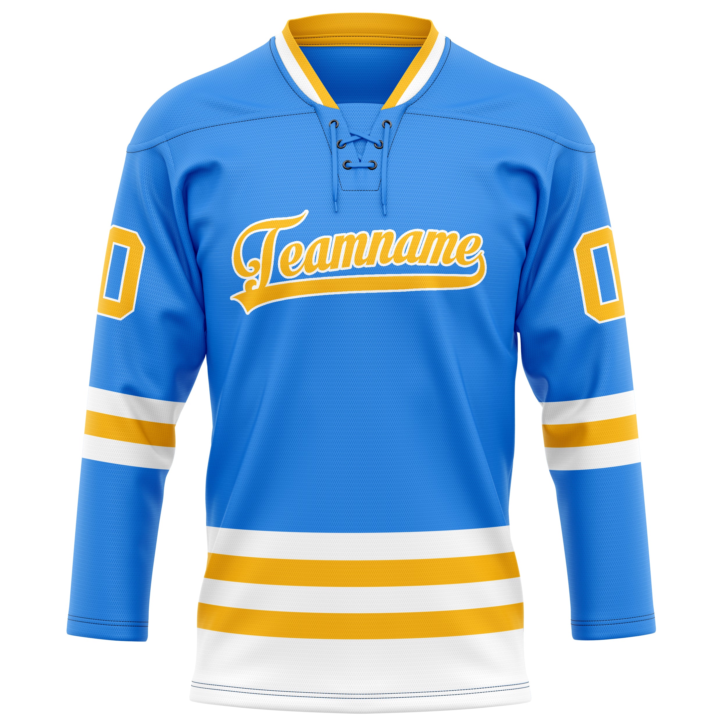 Puderblau Gold Eishockey Trikot