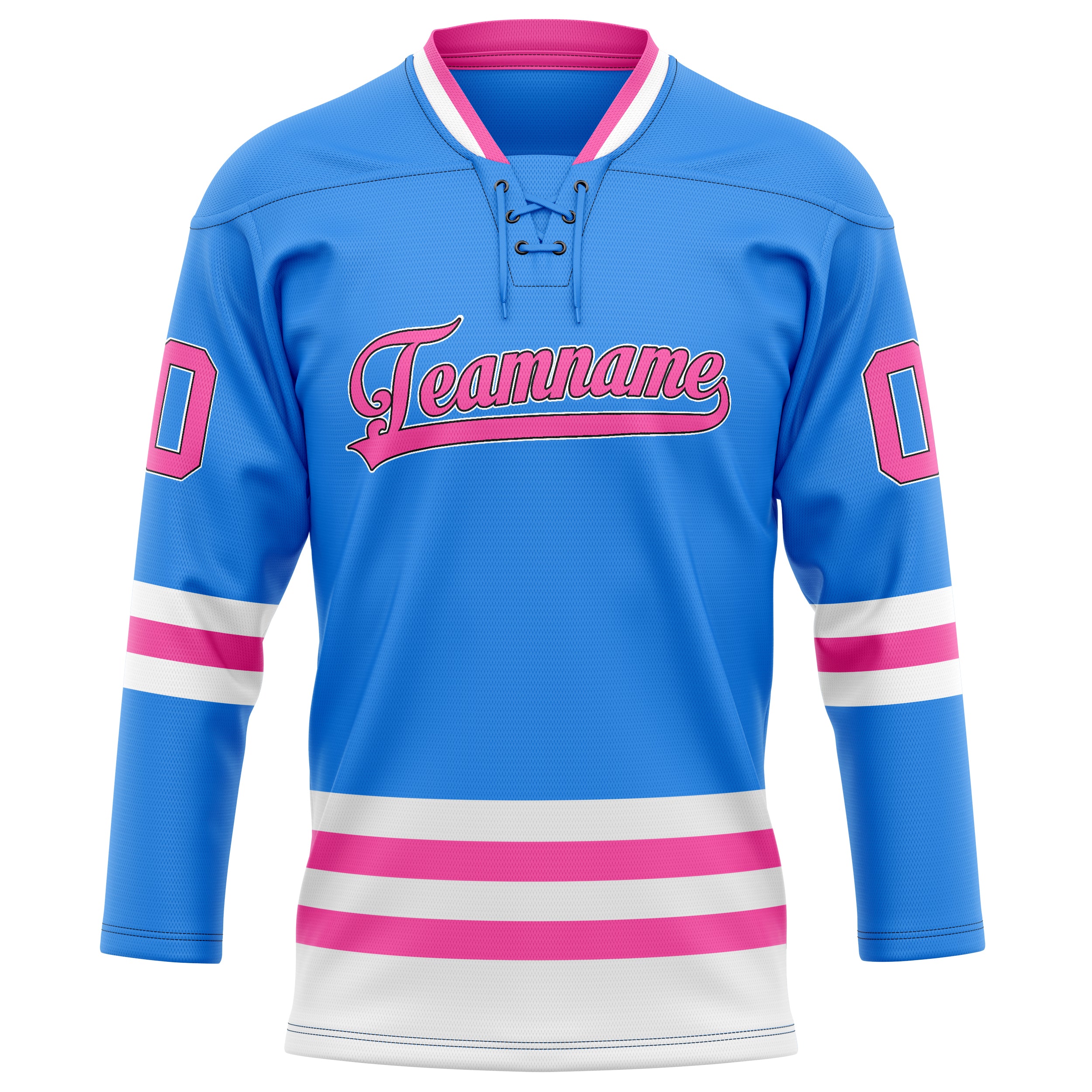 Puderblau Rosa Eishockey Trikot