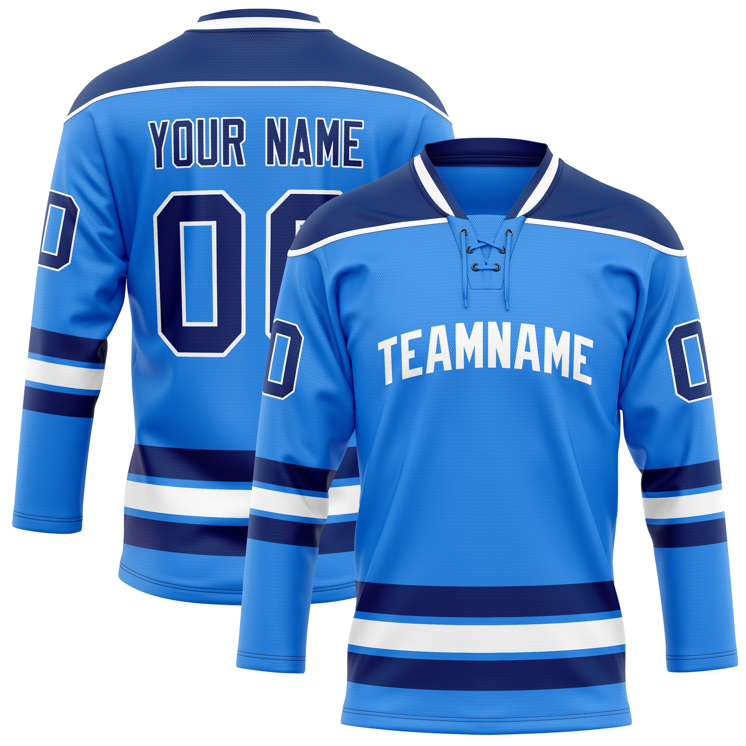 Maßgeschneidertes Professionelles Puderblau Marineblau Eishockeytrikot HK01240718PO426