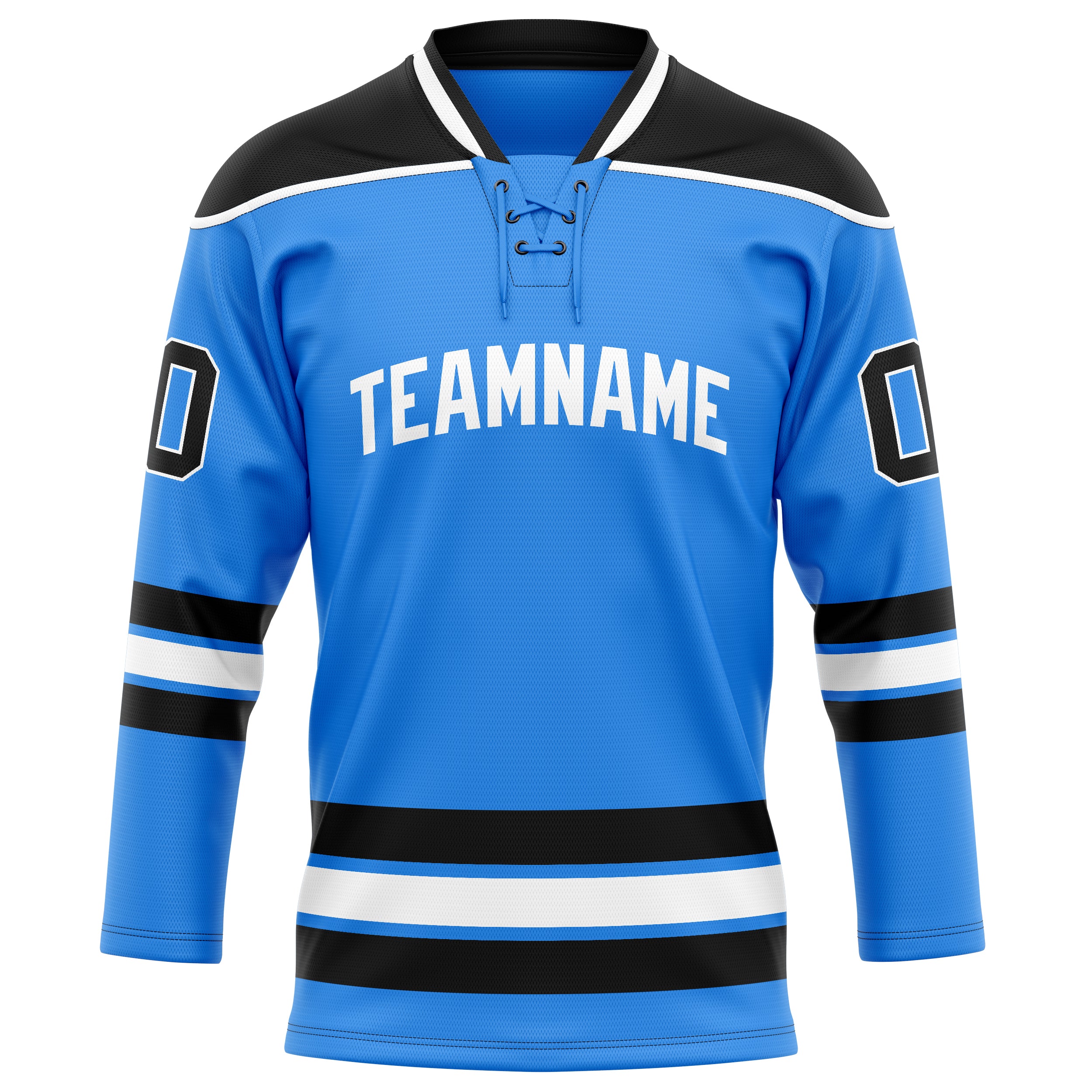 Puderblau Schwarz Eishockey Trikot