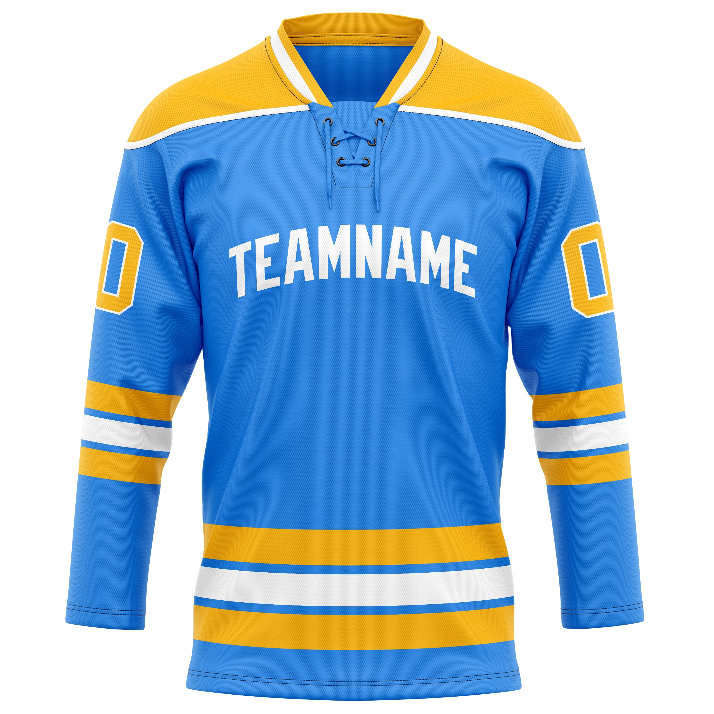 Puderblau Gold Eishockey Trikot