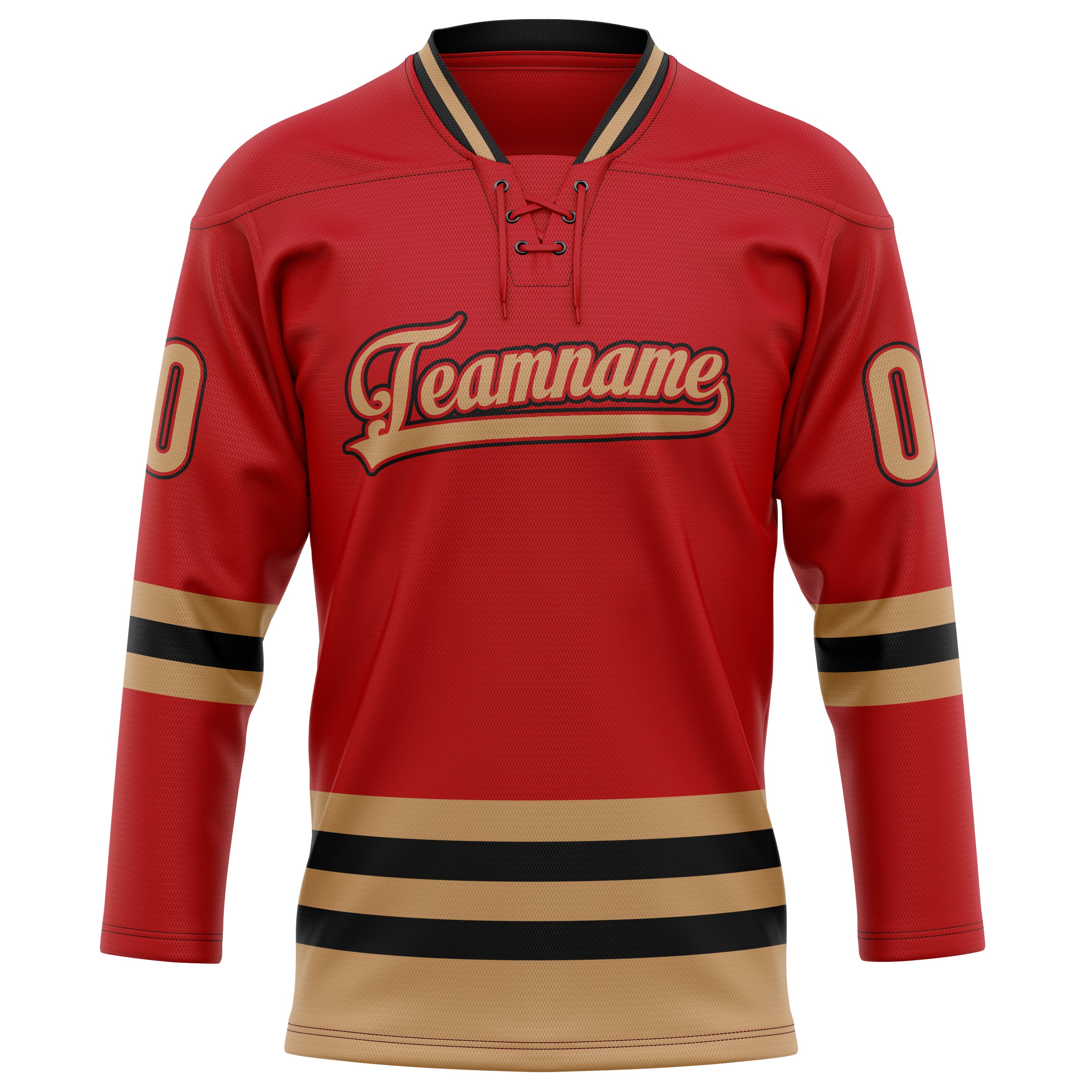 Rot Altgold Eishockey Trikot