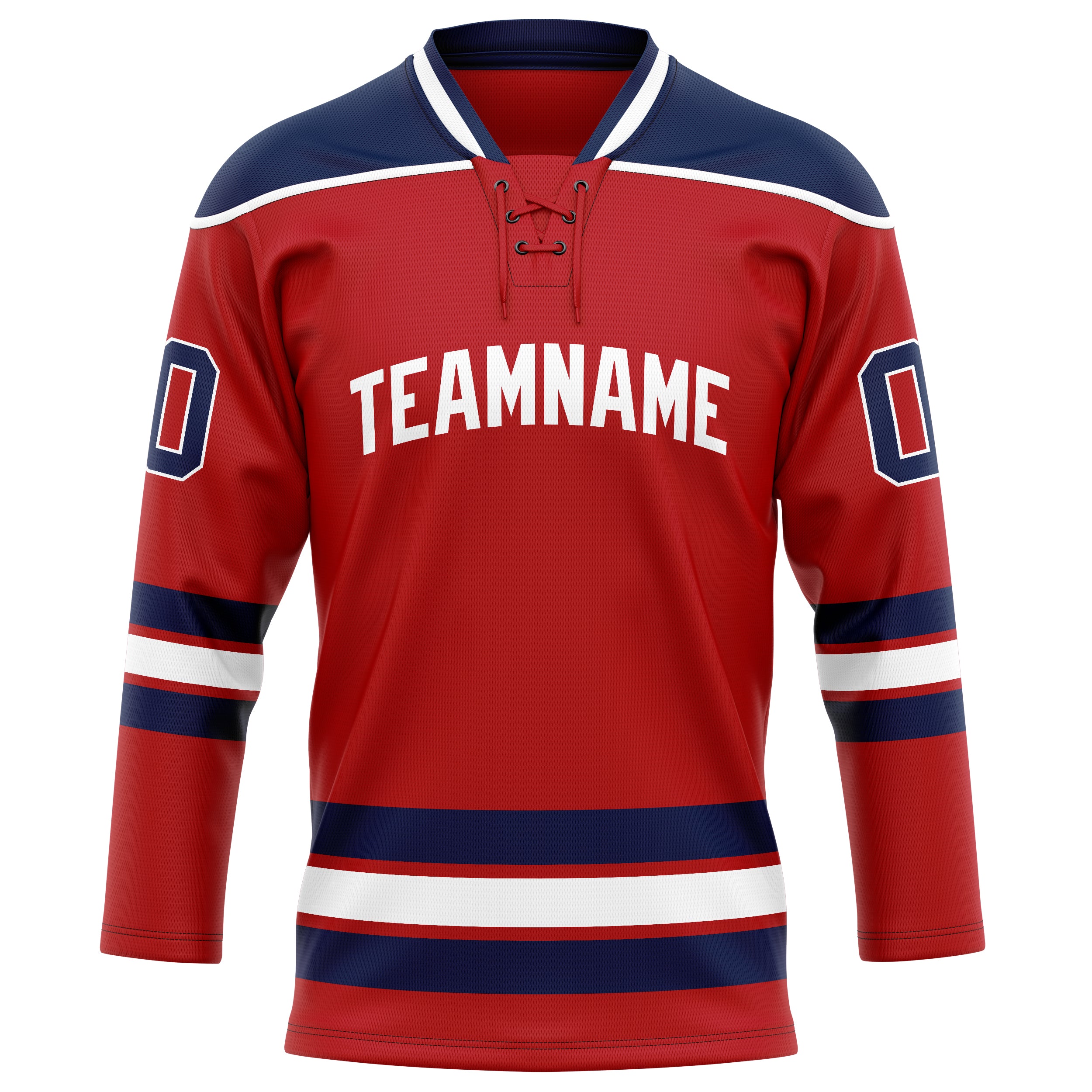 Rot Marineblau Eishockey Trikot