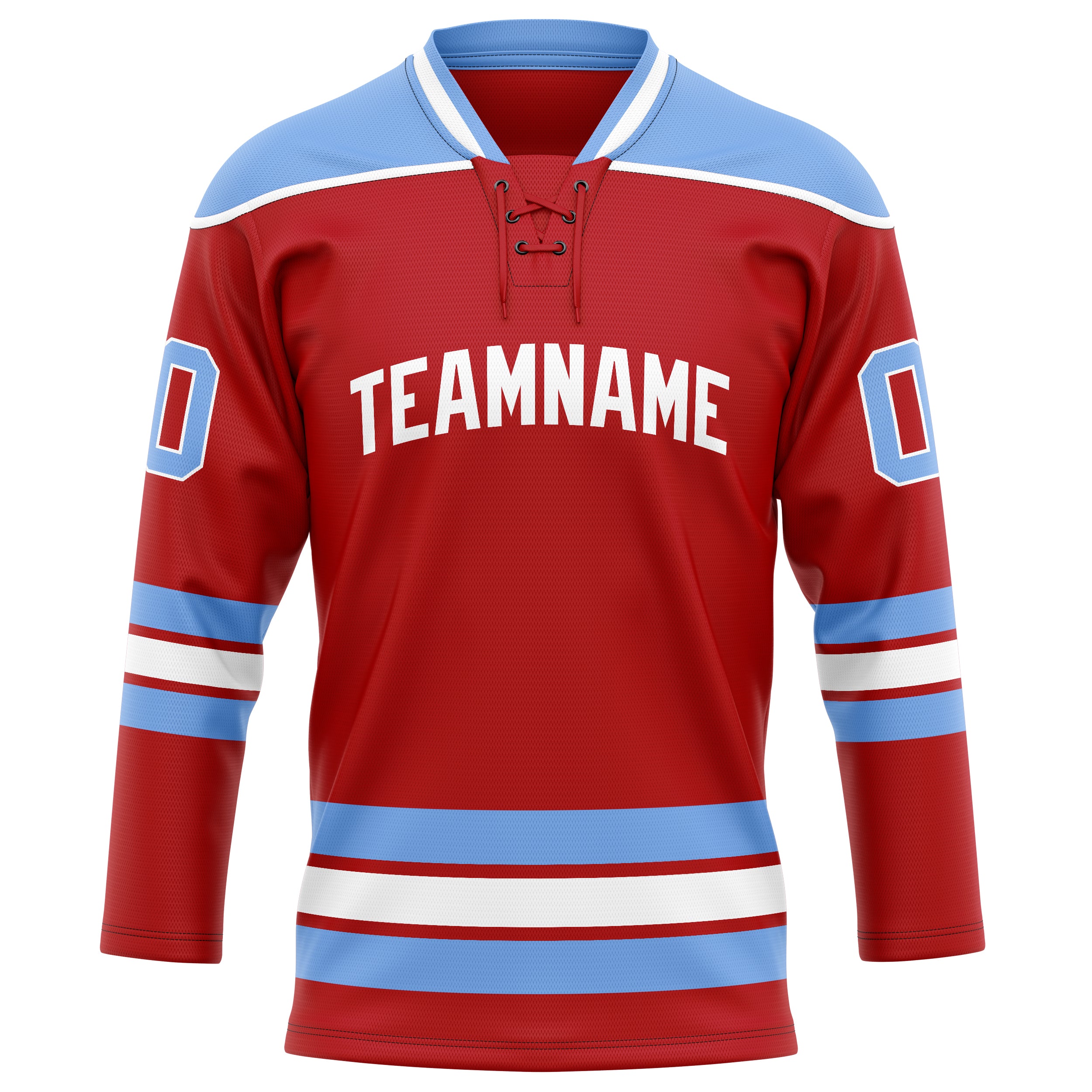 Rot Hellblau Eishockey Trikot