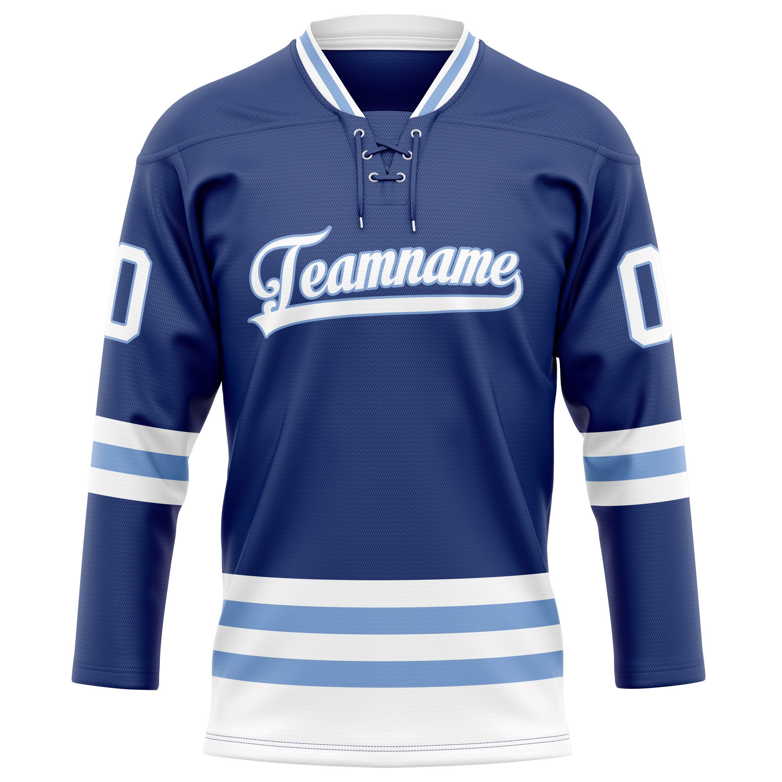 Königsblau Weiß Eishockey Trikot