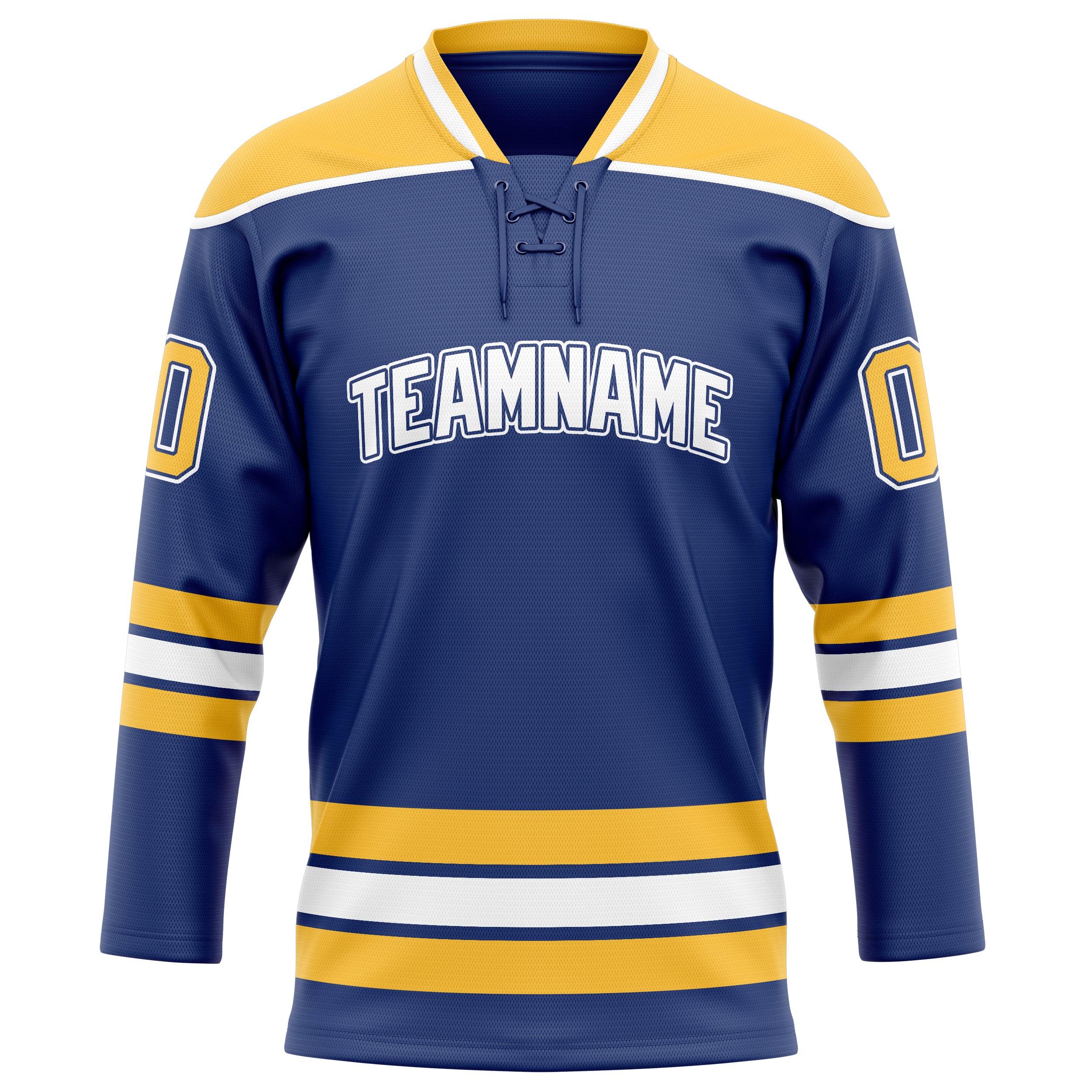 Königsblau Gold Eishockey Trikot