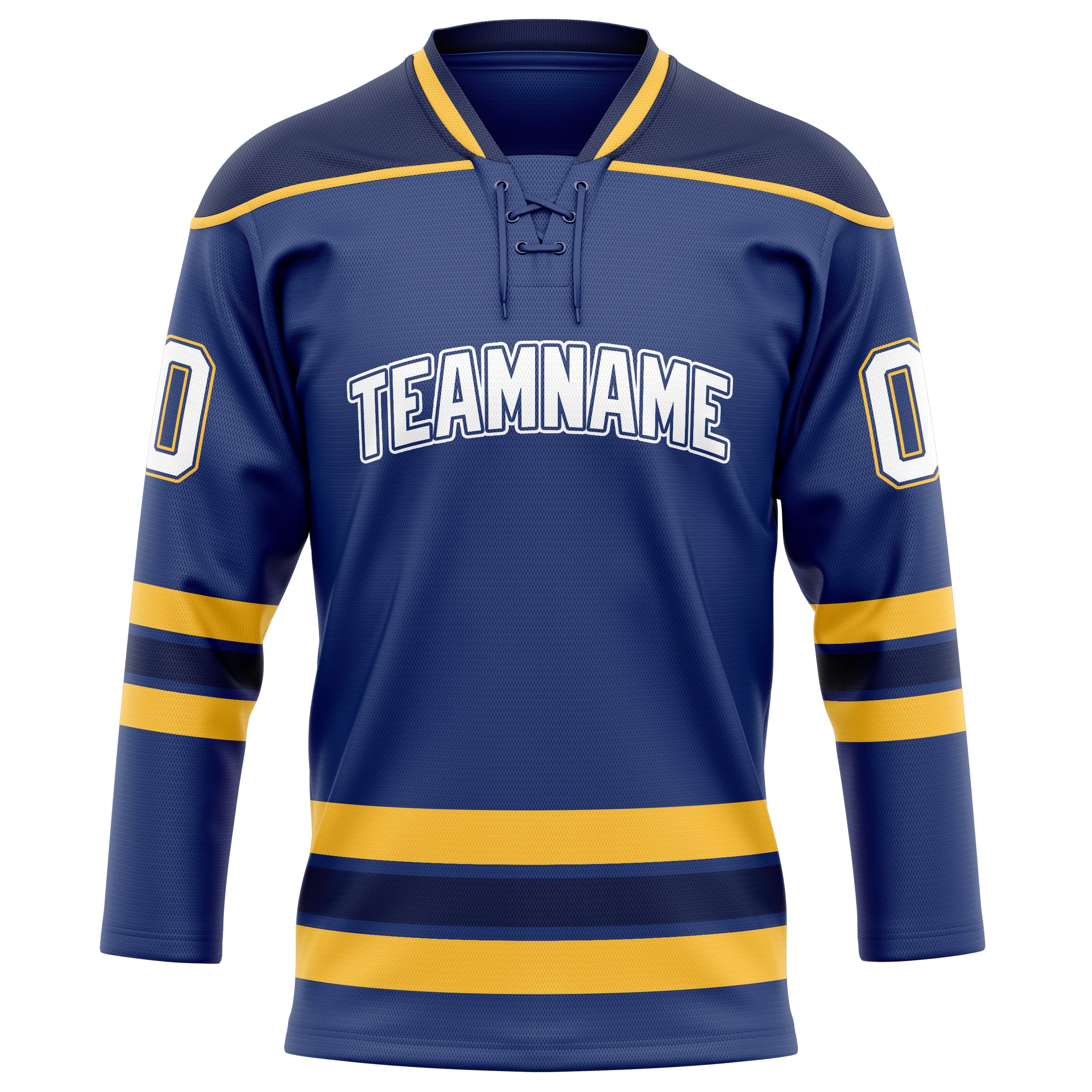 Königsblau Gold Eishockey Trikot