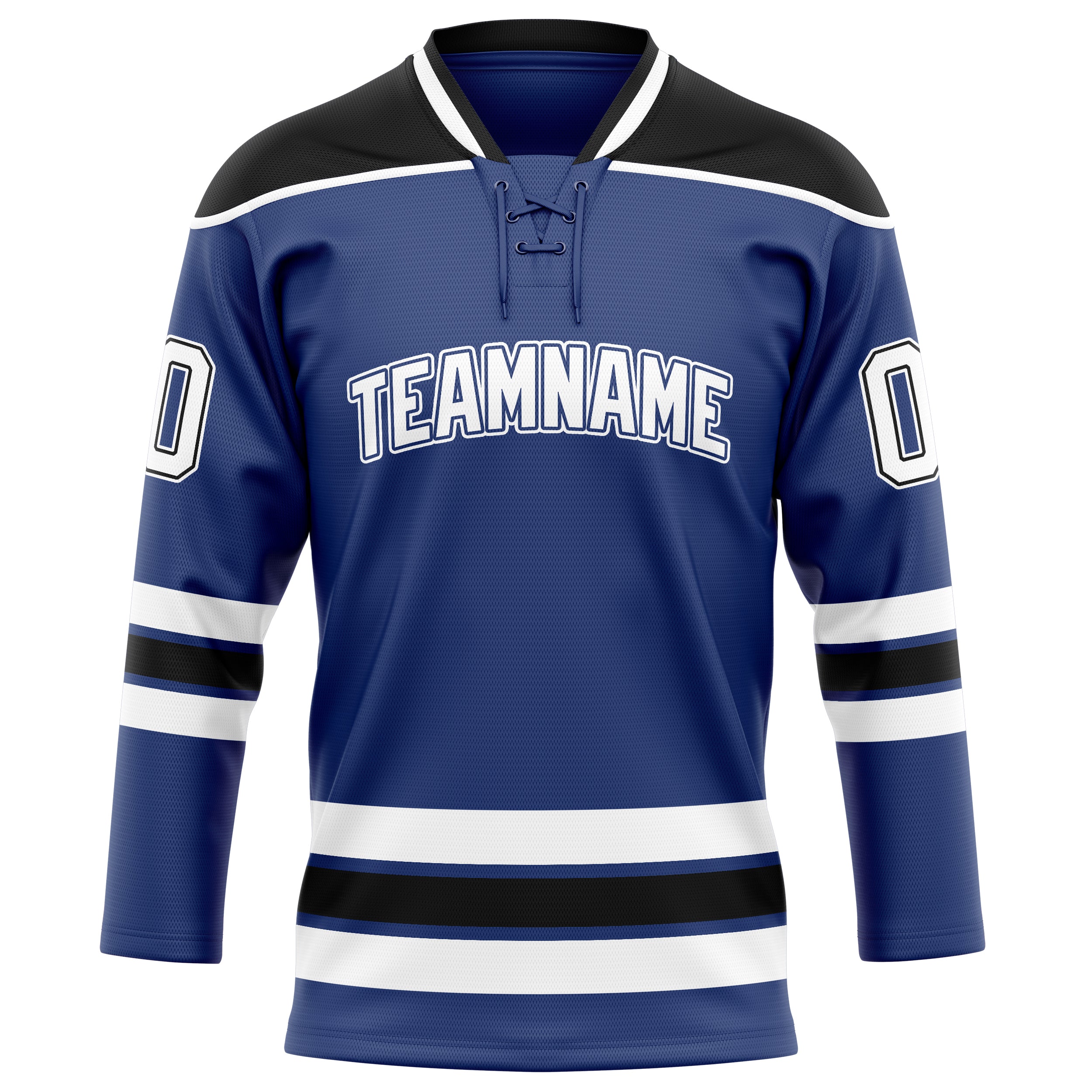 Königsblau Schwarz Eishockey Trikot