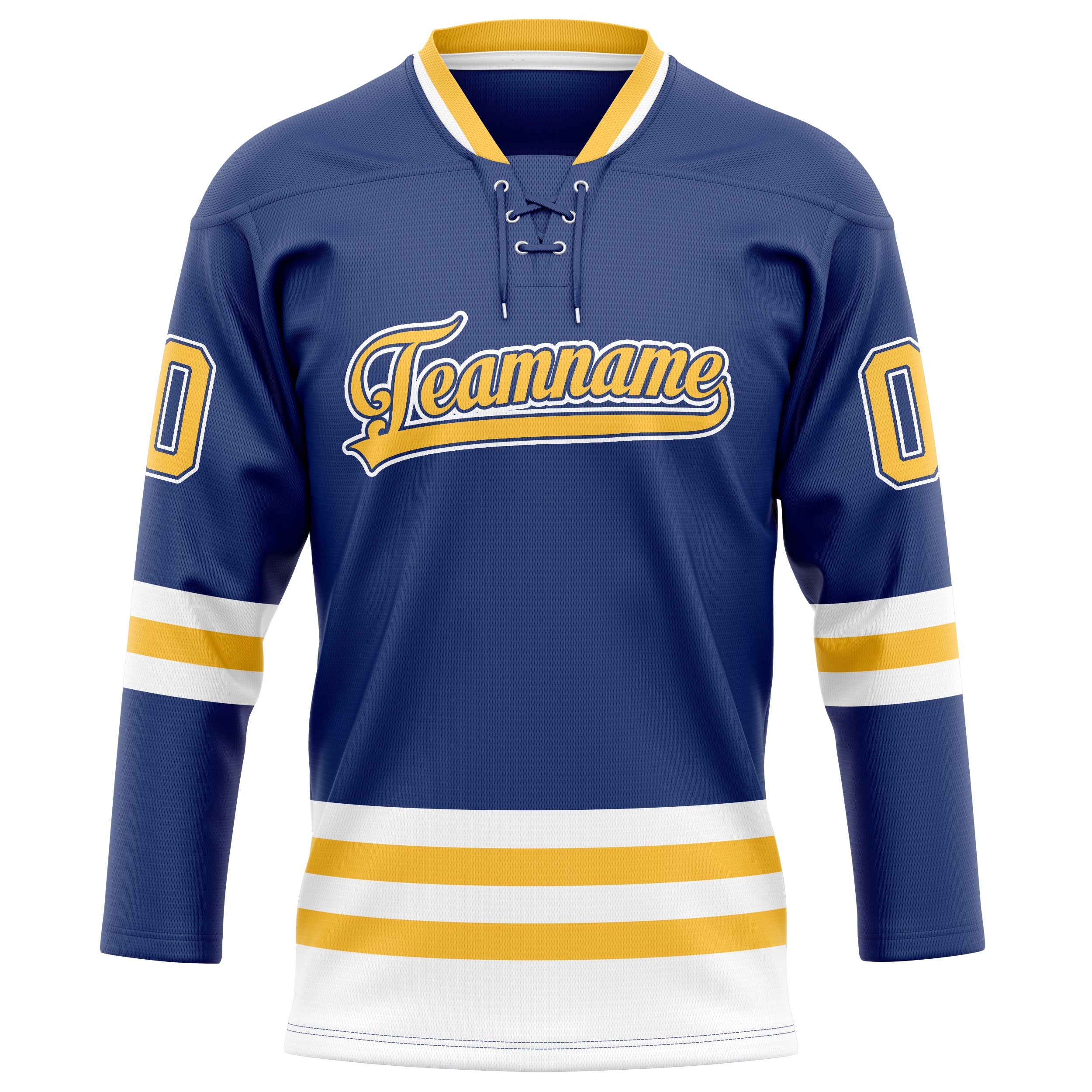 Königsblau Gold Eishockey Trikot