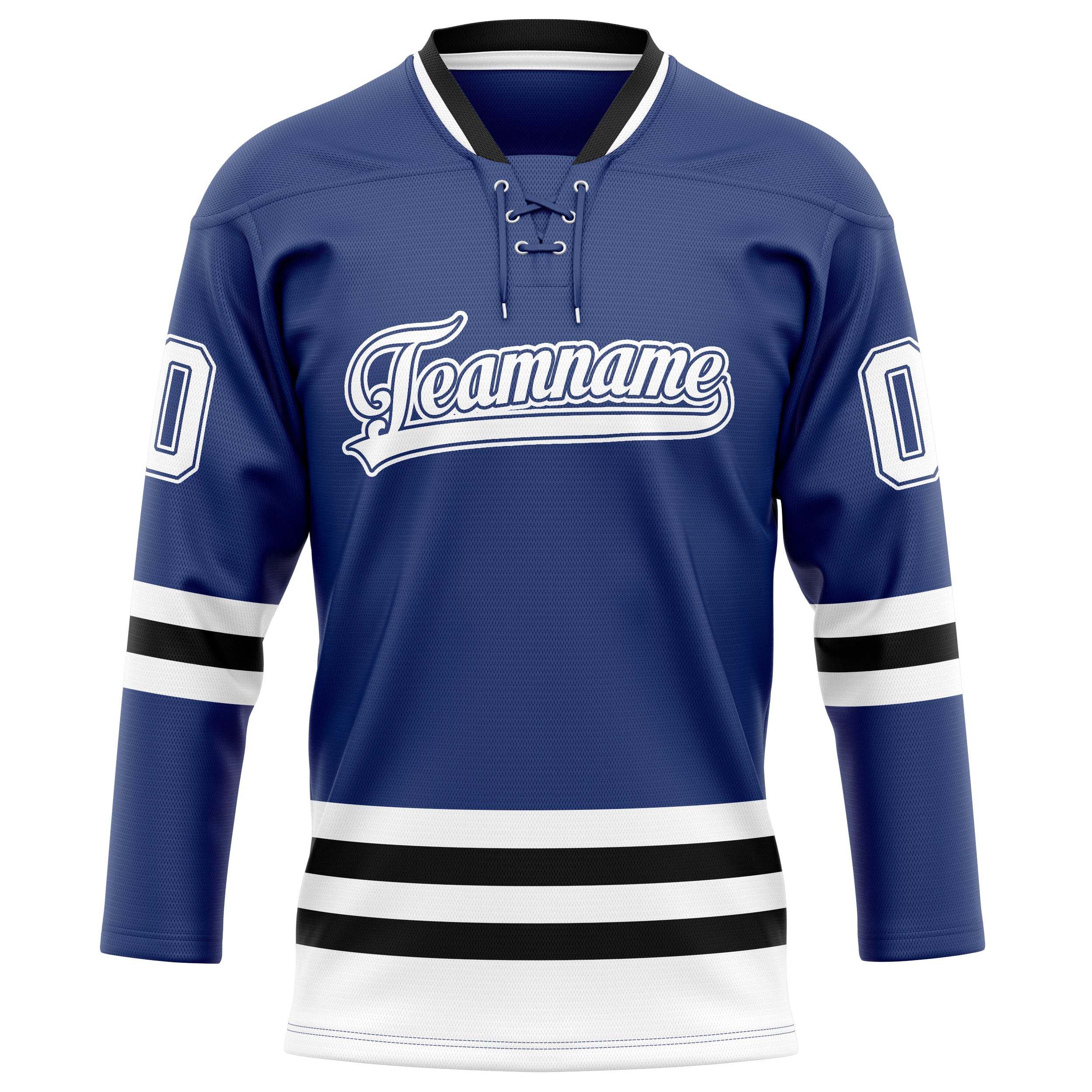 Königsblau Schwarz Eishockey Trikot