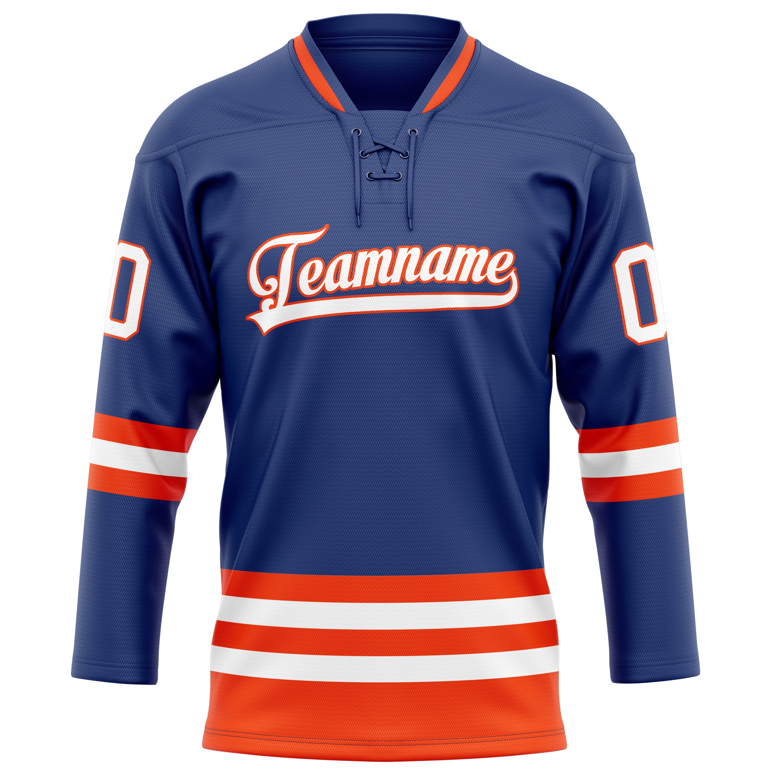 Königsblau Orange Eishockey Trikot