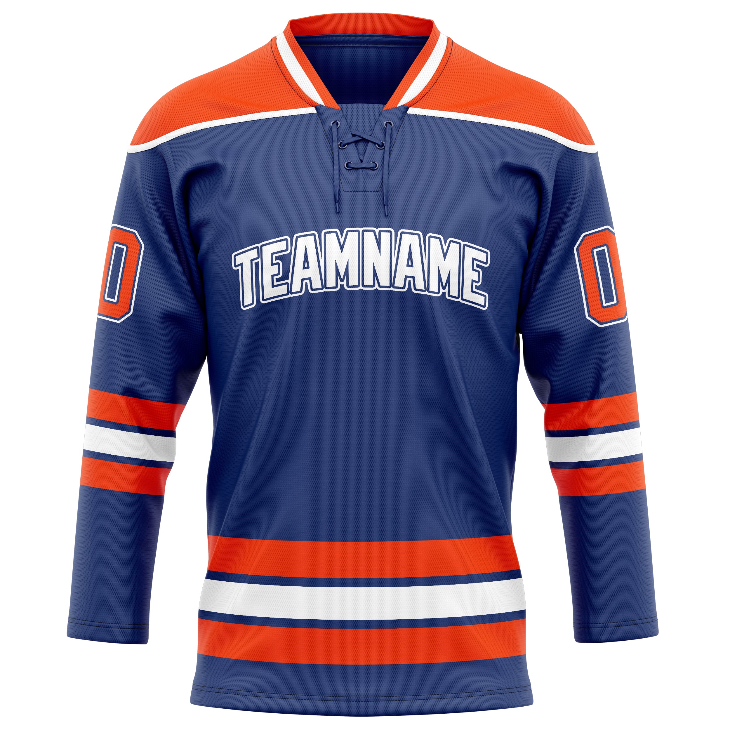 Königsblau Orange Eishockey Trikot