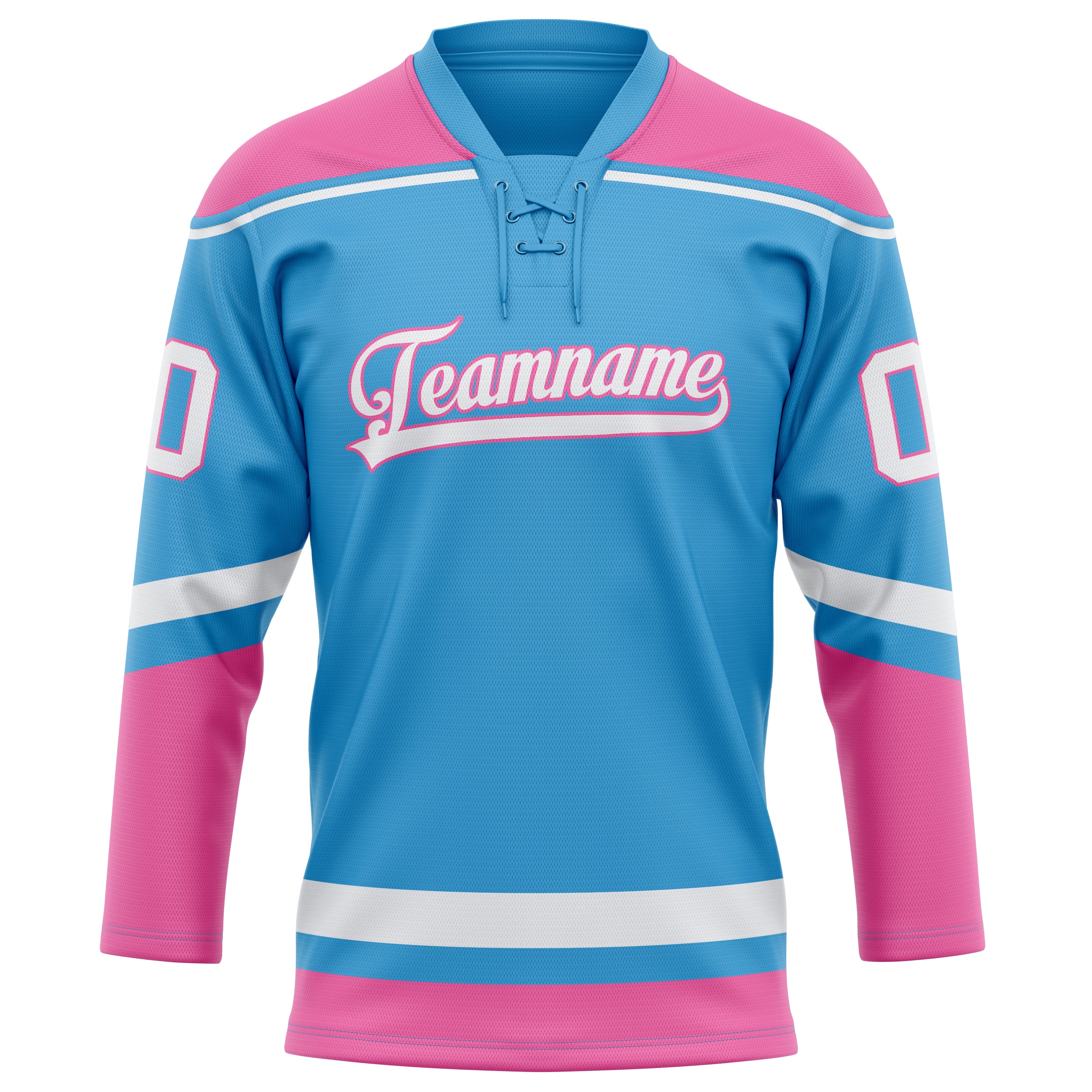 Himmelblau Rosa Eishockey Trikot