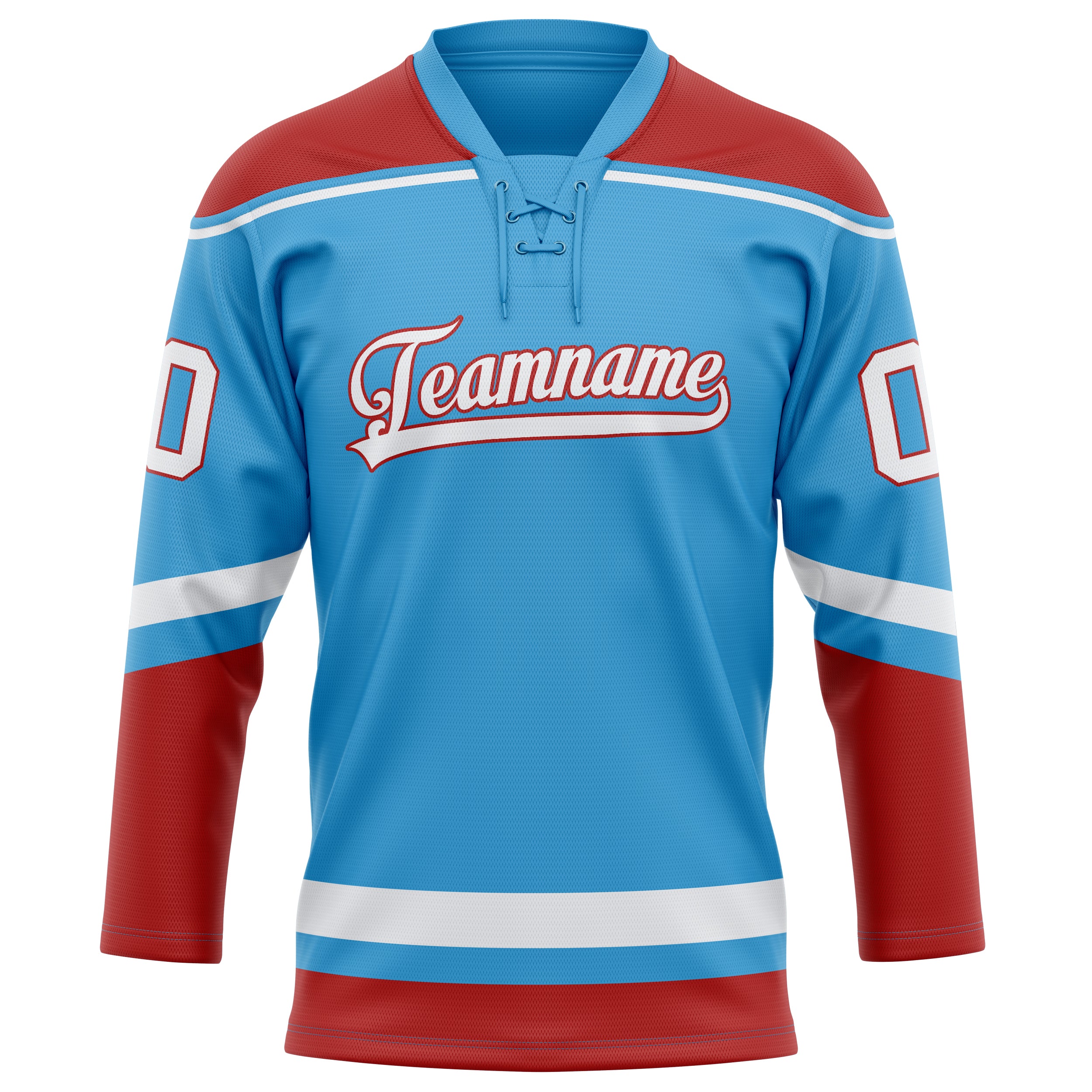 Himmelblau Rot Eishockey Trikot