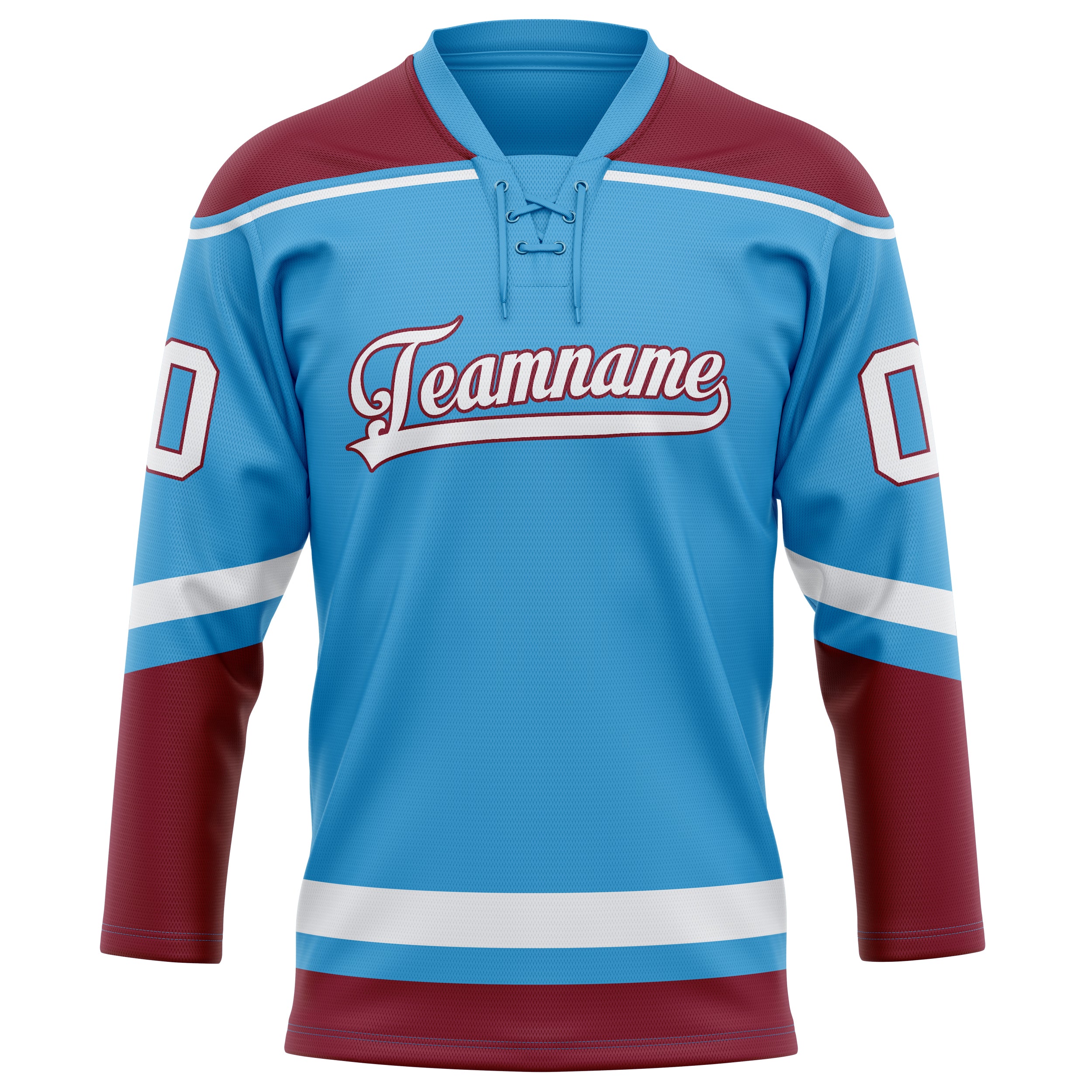 Himmelblau Kastanienbraun Eishockey Trikot