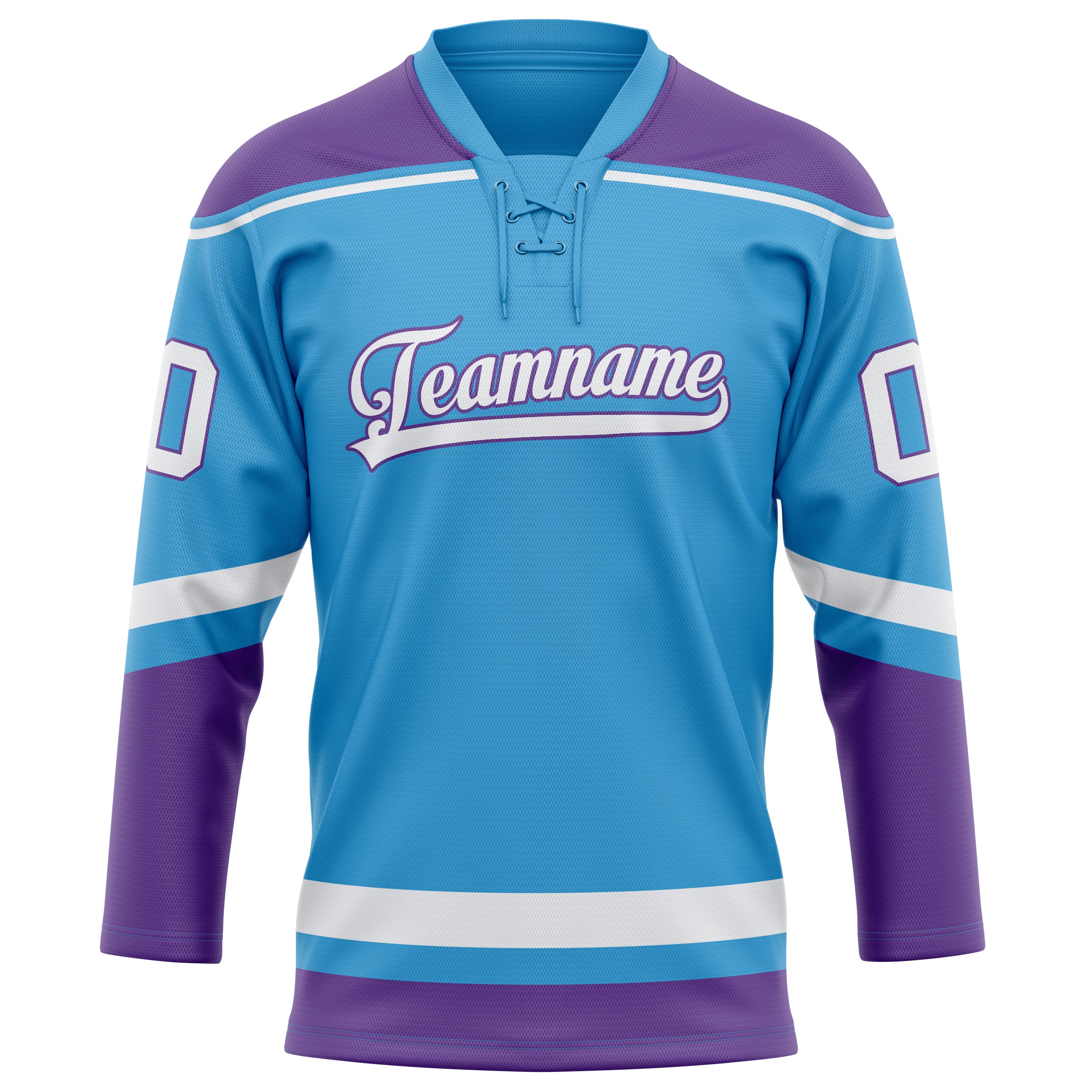 Himmelblau Lila Eishockey Trikot