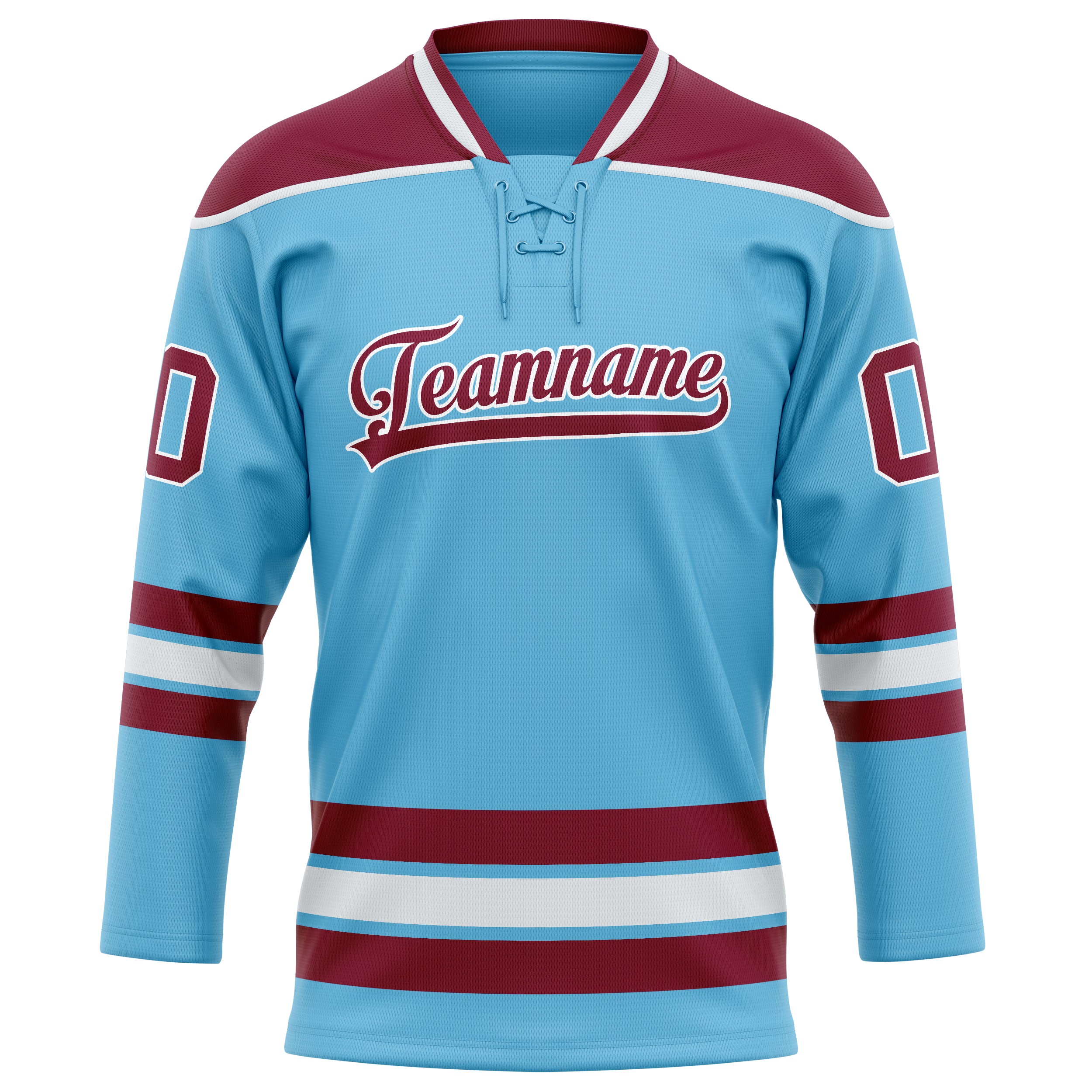 Himmelblau Kastanienbraun Eishockey Trikot