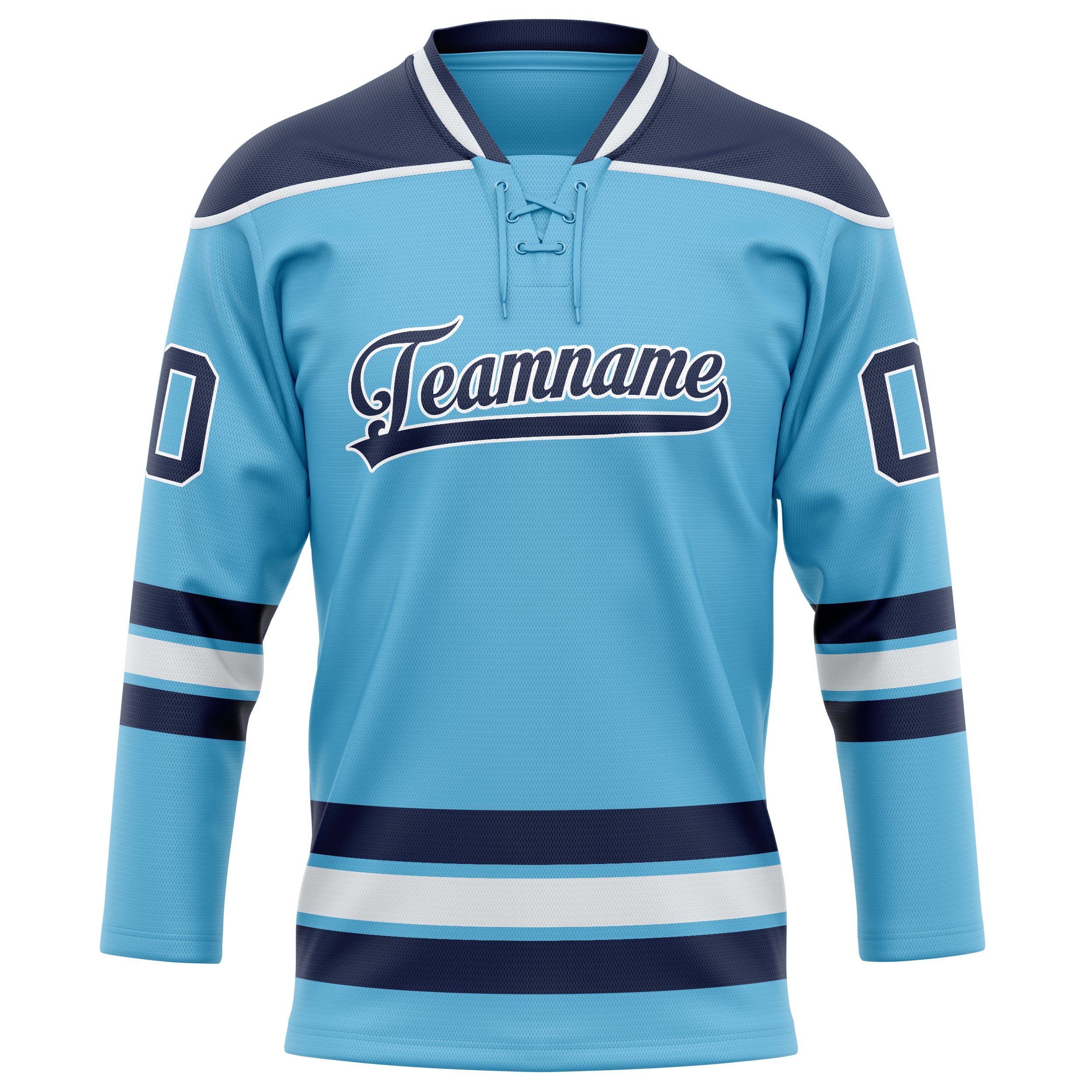 Himmelblau Marineblau Eishockey Trikot