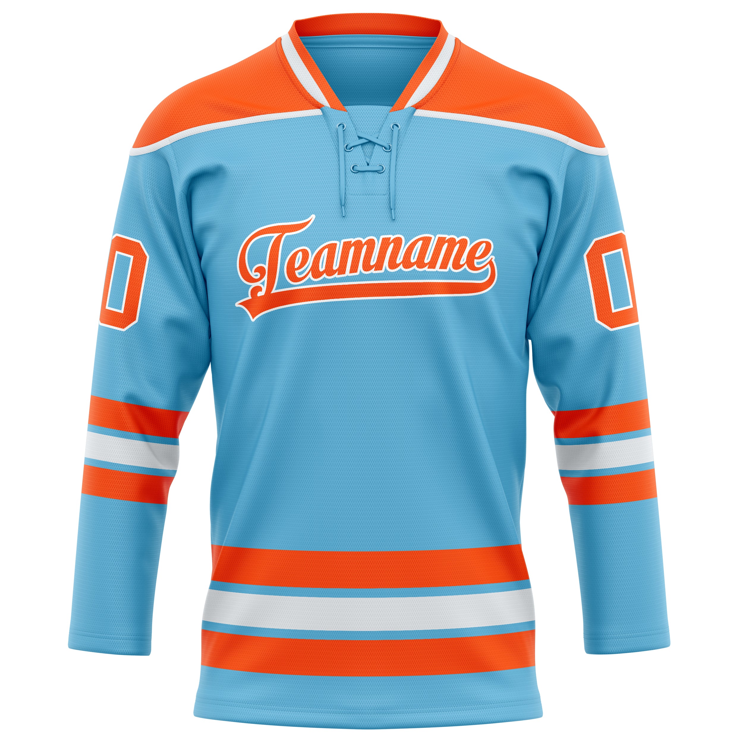 Himmelblau Orange Eishockey Trikot