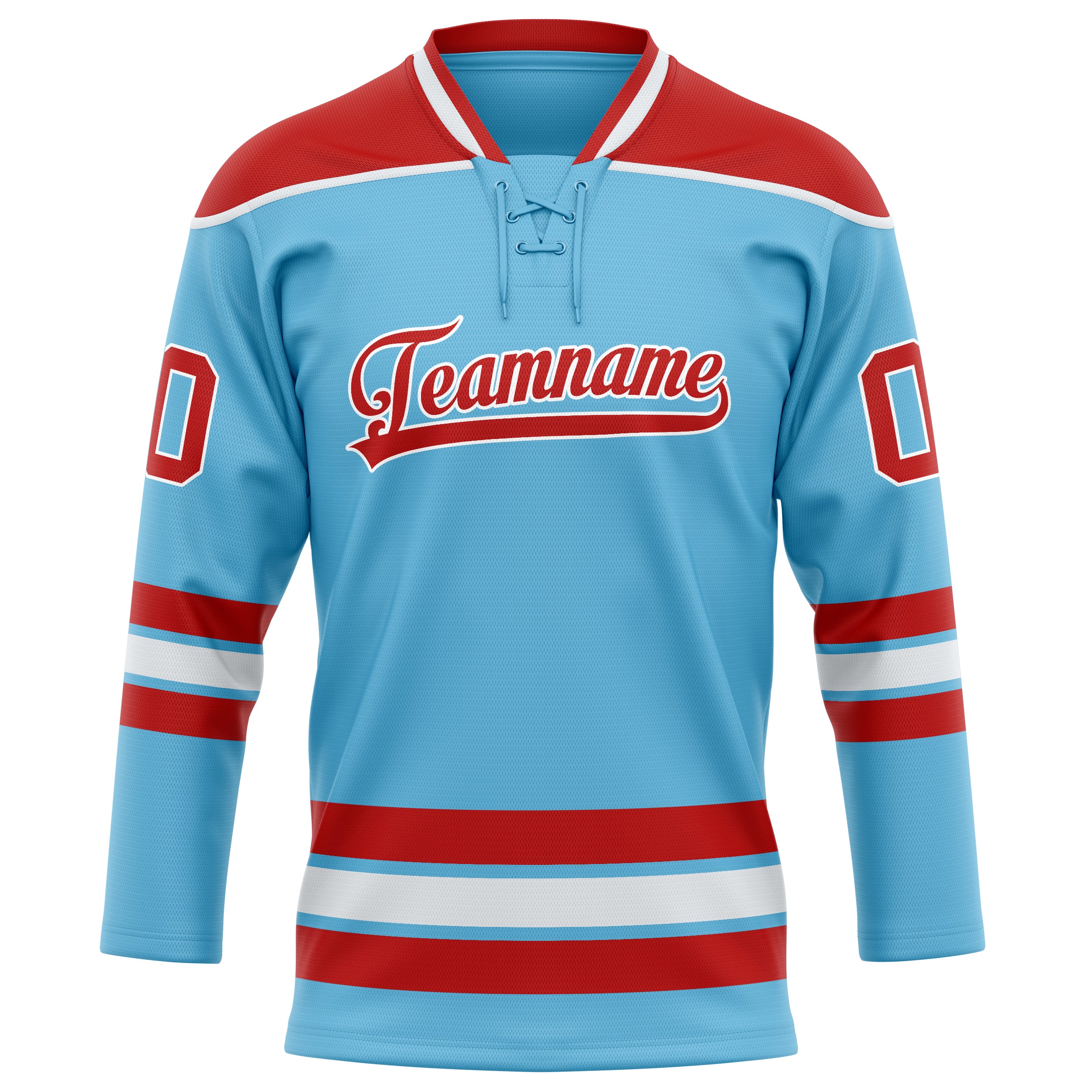 Himmelblau Rot Eishockey Trikot