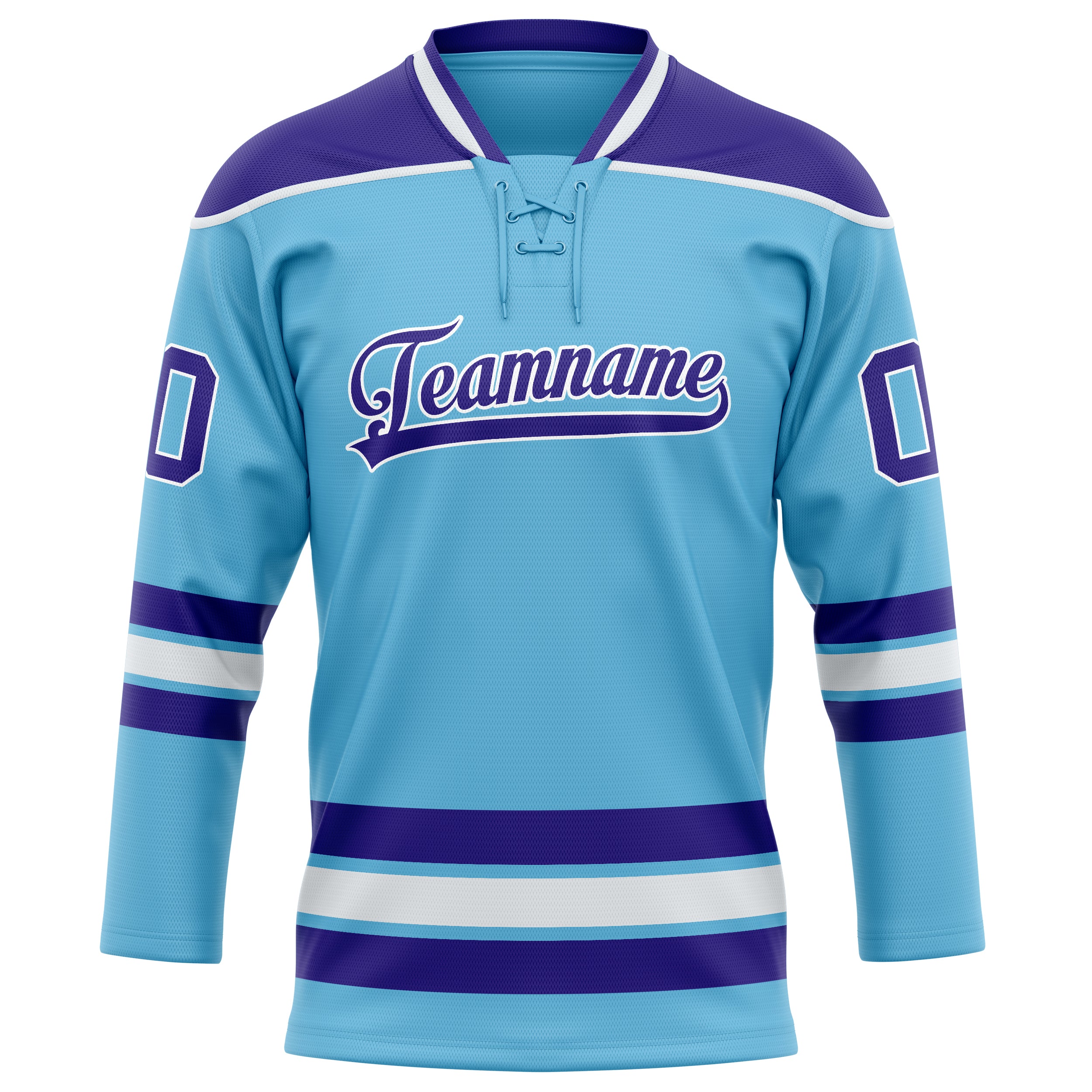 Himmelblau Lila Eishockey Trikot