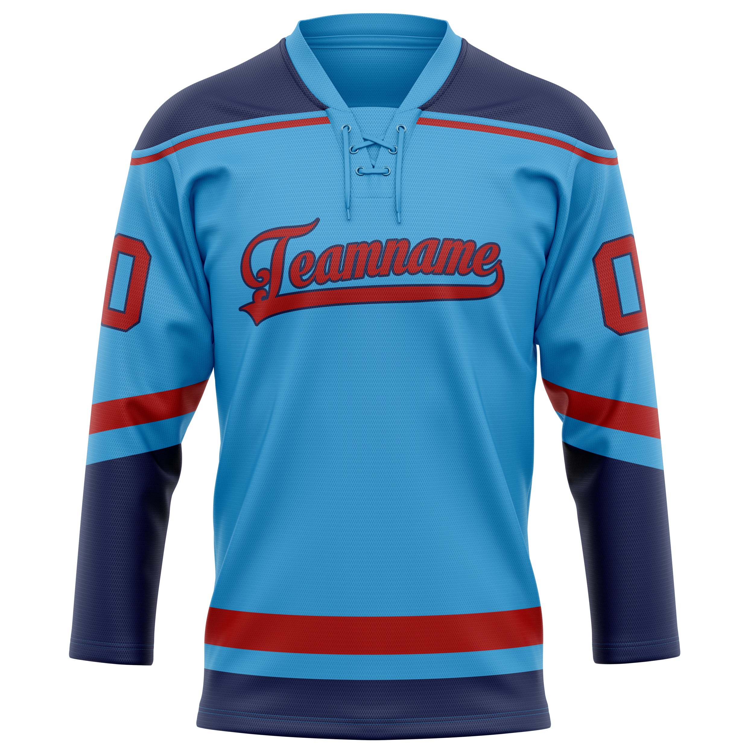 Himmelblau Rot Eishockey Trikot