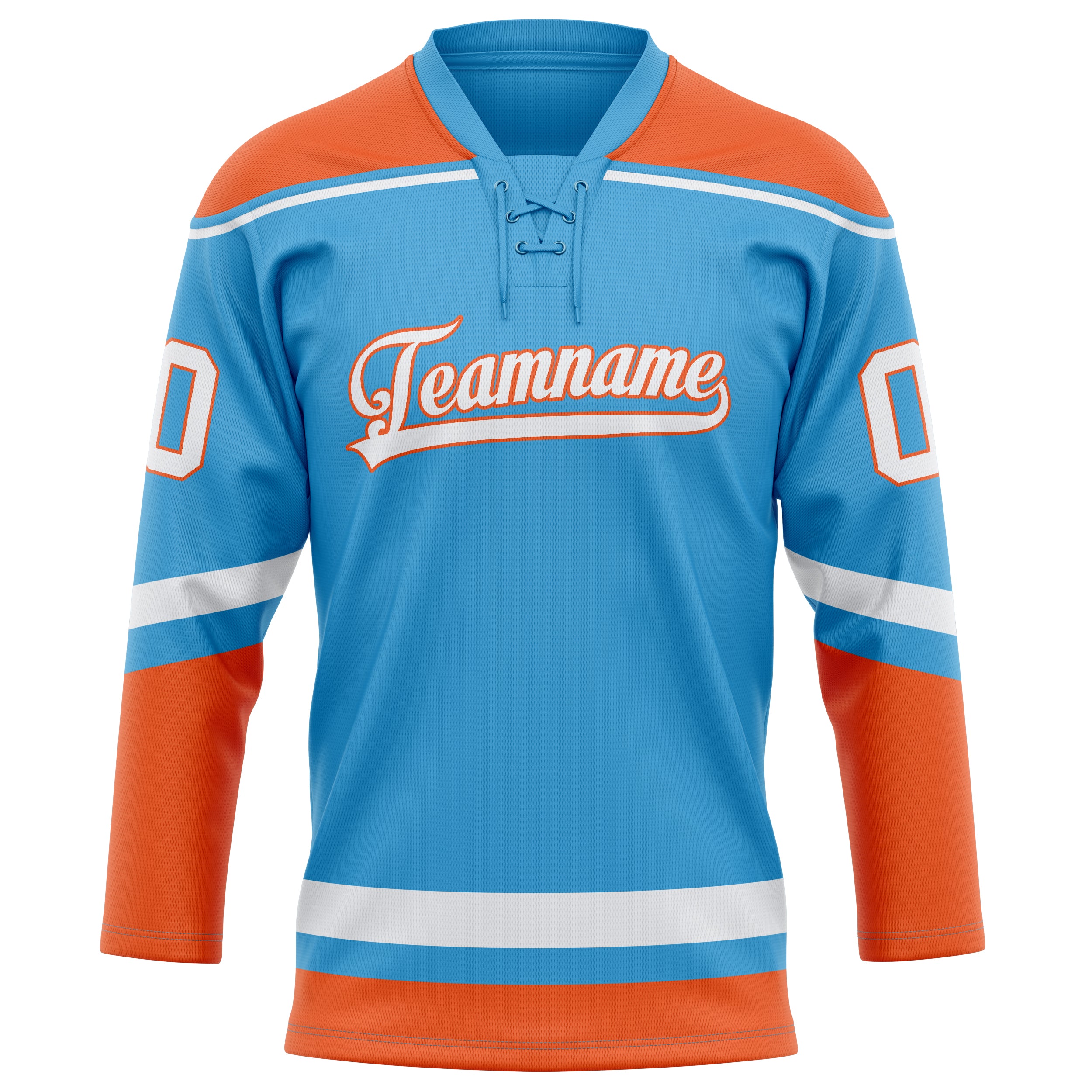 Himmelblau Orange Eishockey Trikot