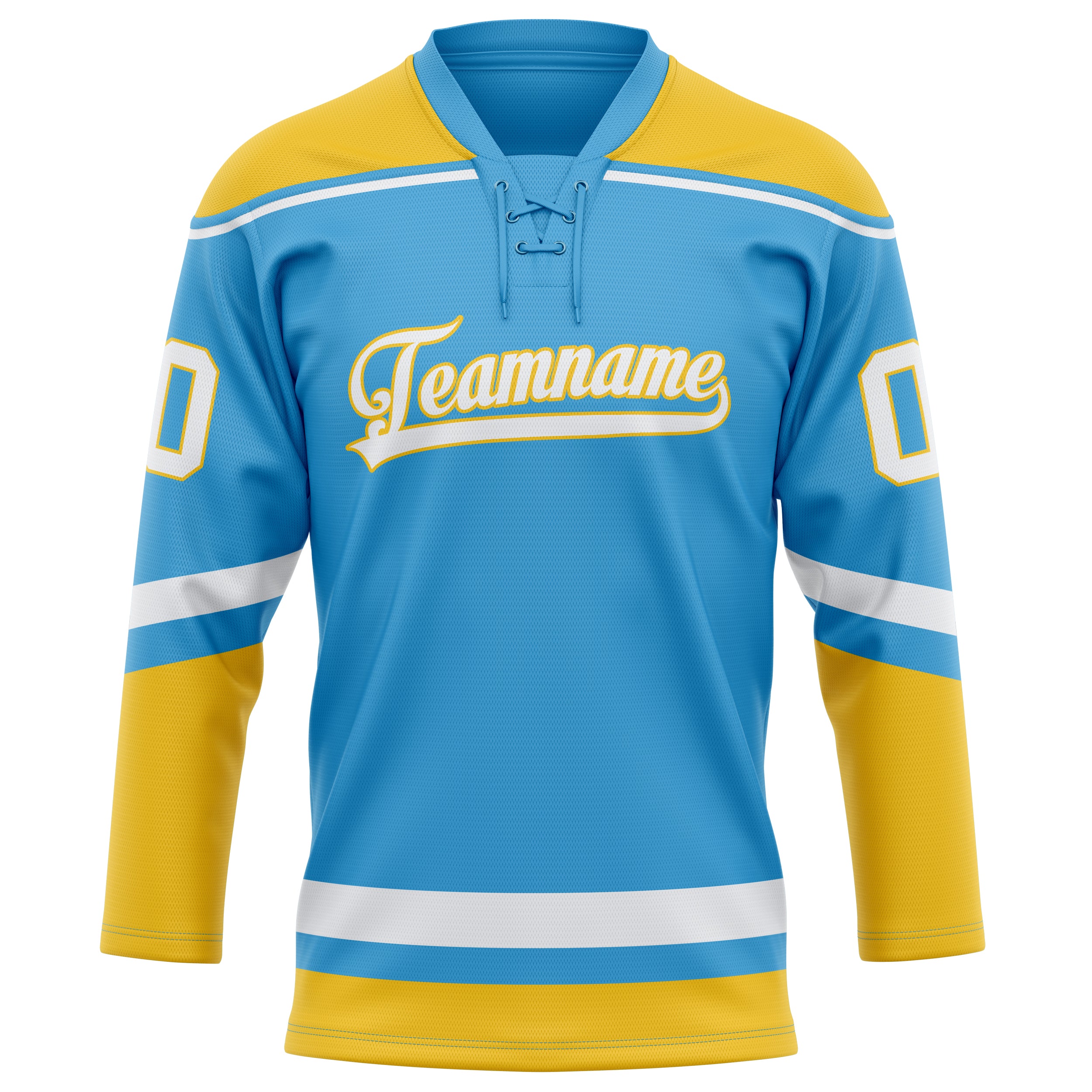 Himmelblau Gold Eishockey Trikot