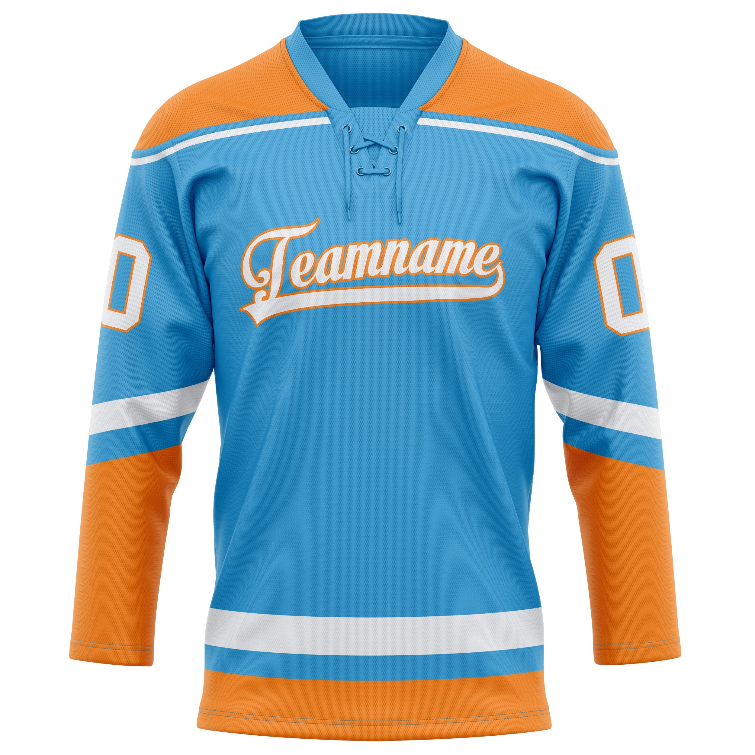 Himmelblau Orange Eishockey Trikot