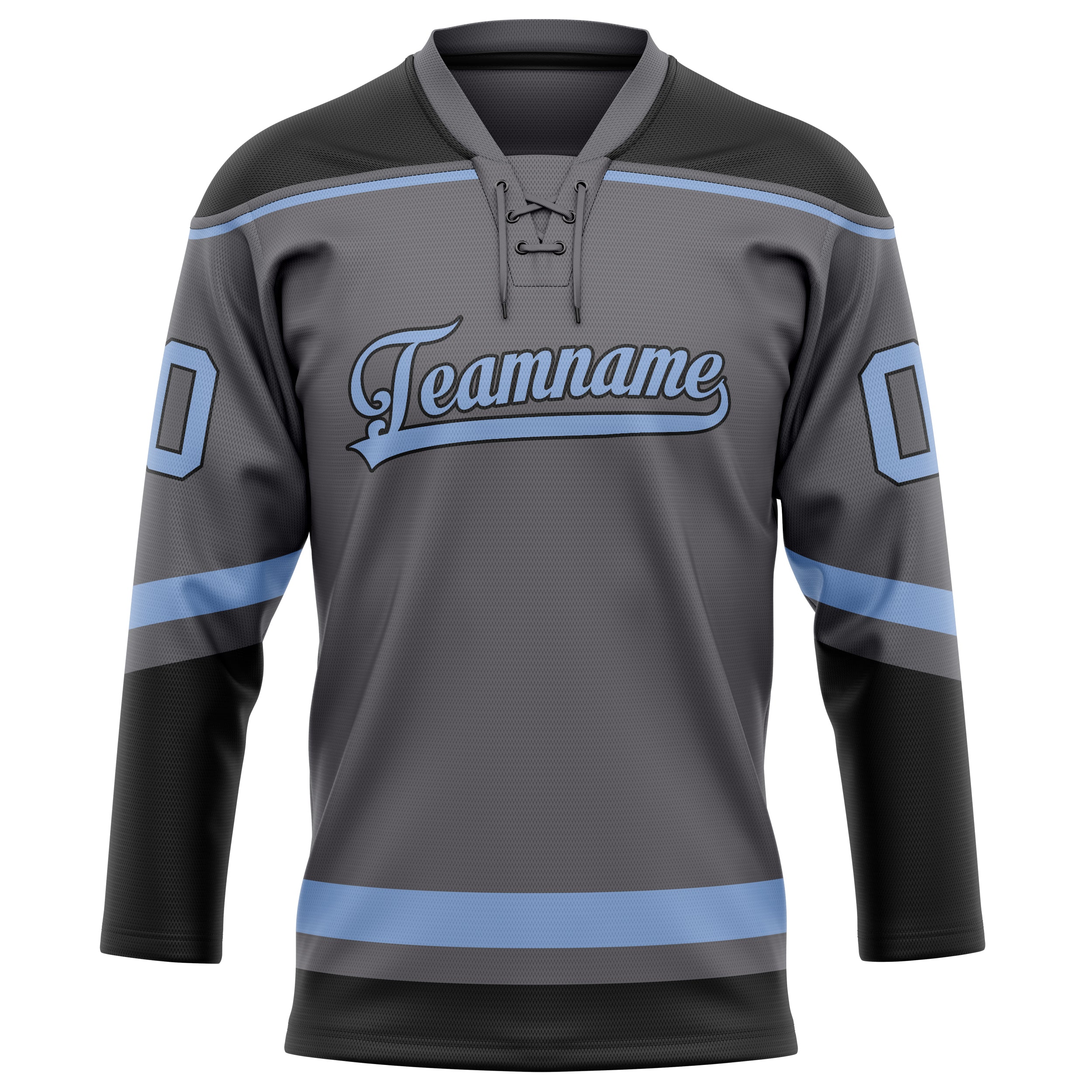 Stahlgrau Hellblau Eishockey Trikot