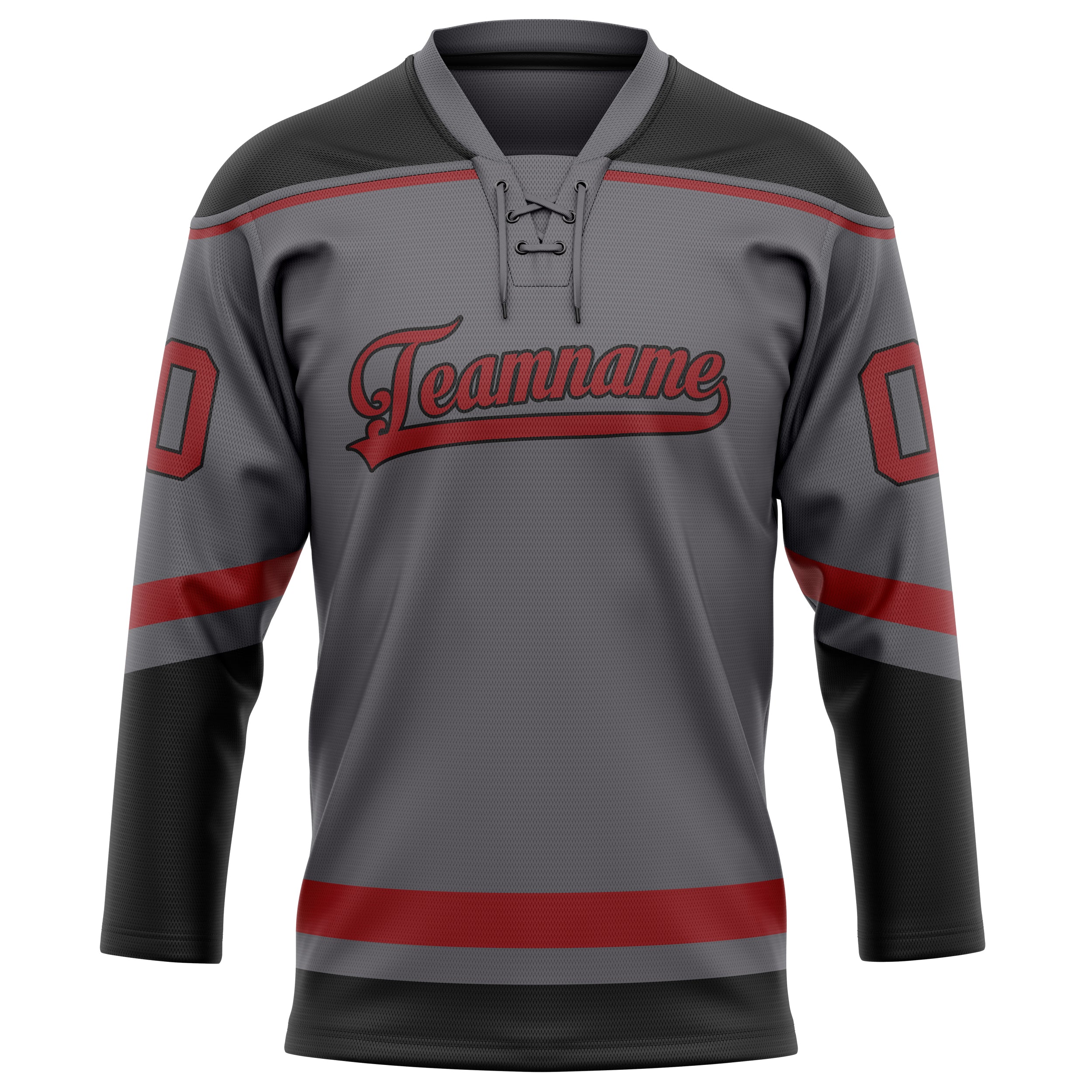 Stahlgrau Rot Eishockey Trikot