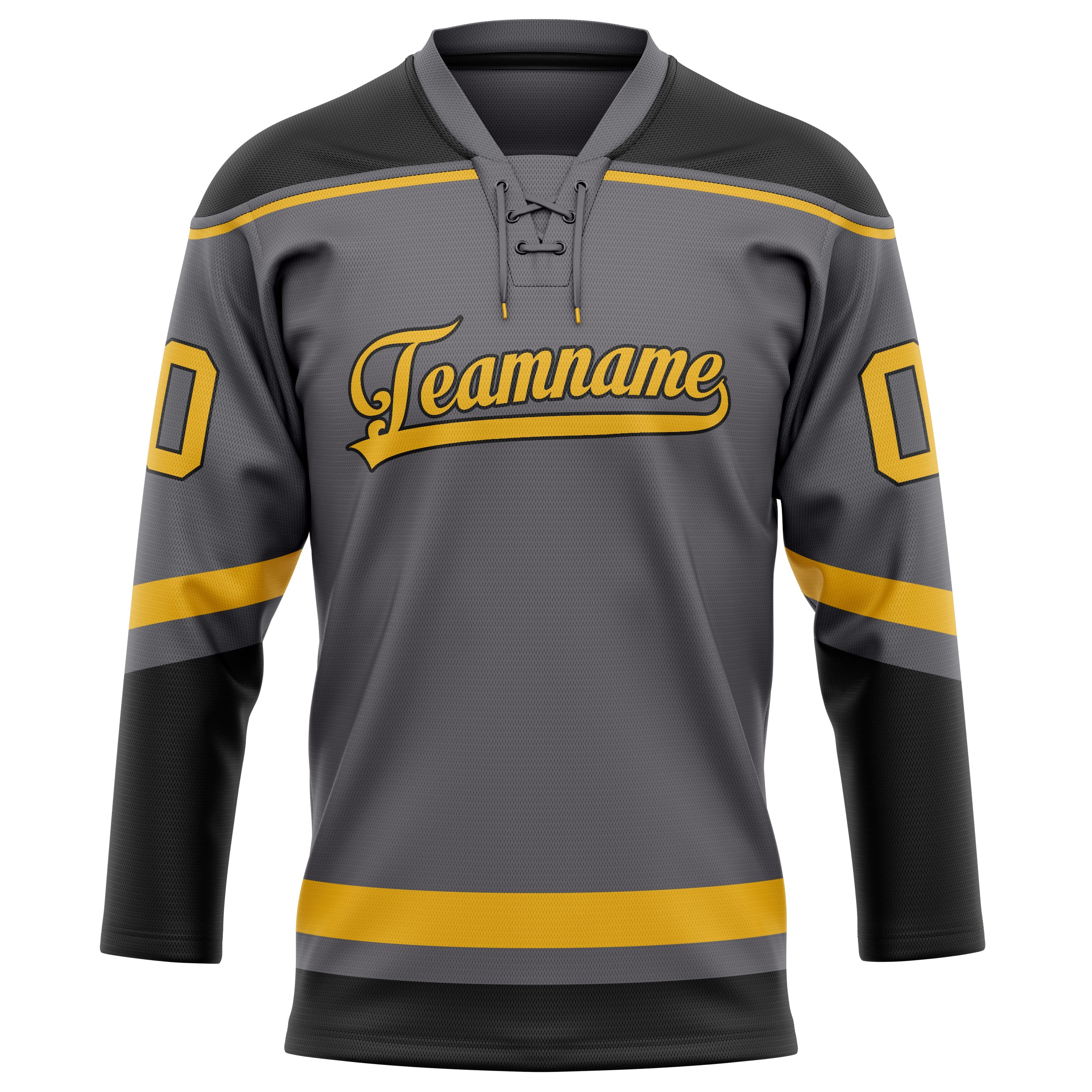 Stahlgrau Gold Eishockey Trikot