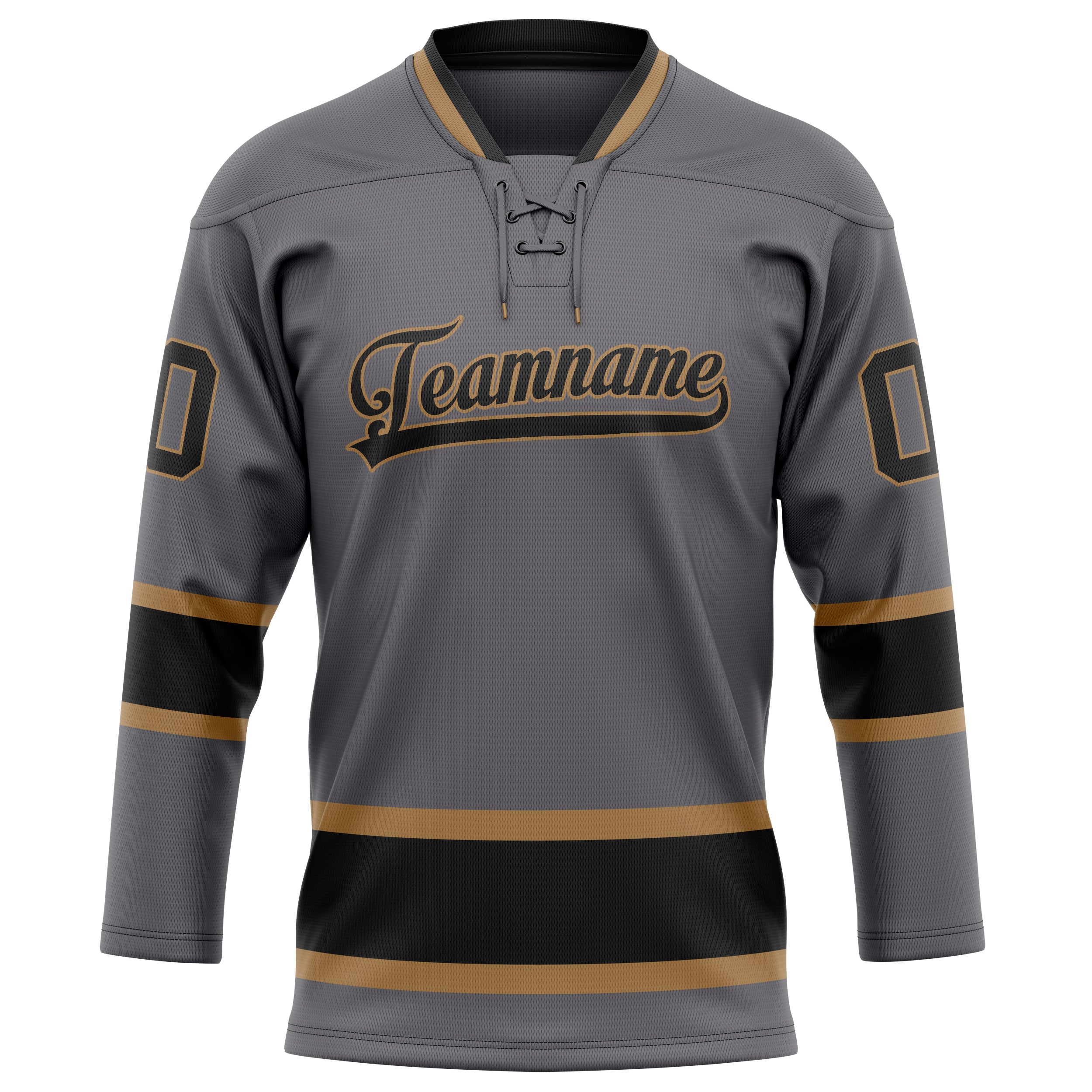 Stahlgrau Schwarz Eishockey Trikot