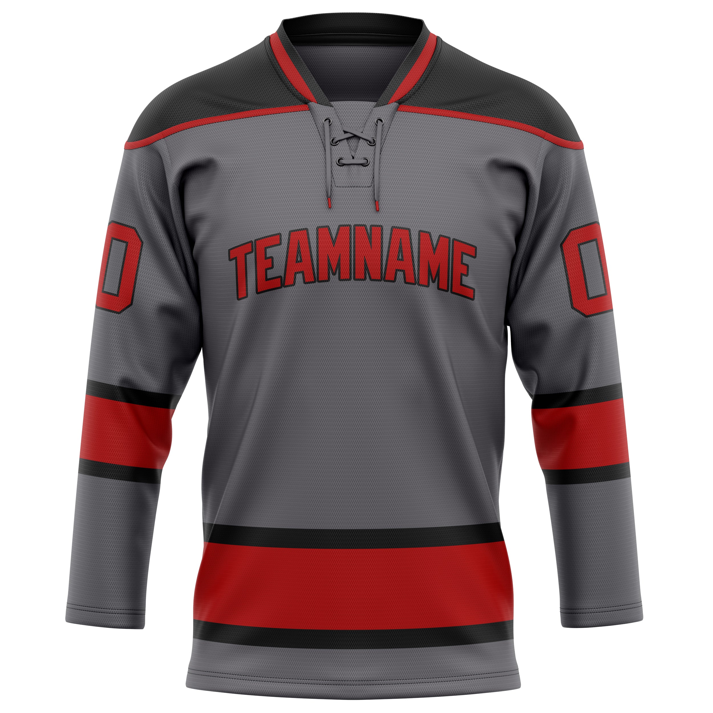 Stahlgrau Rot Eishockey Trikot