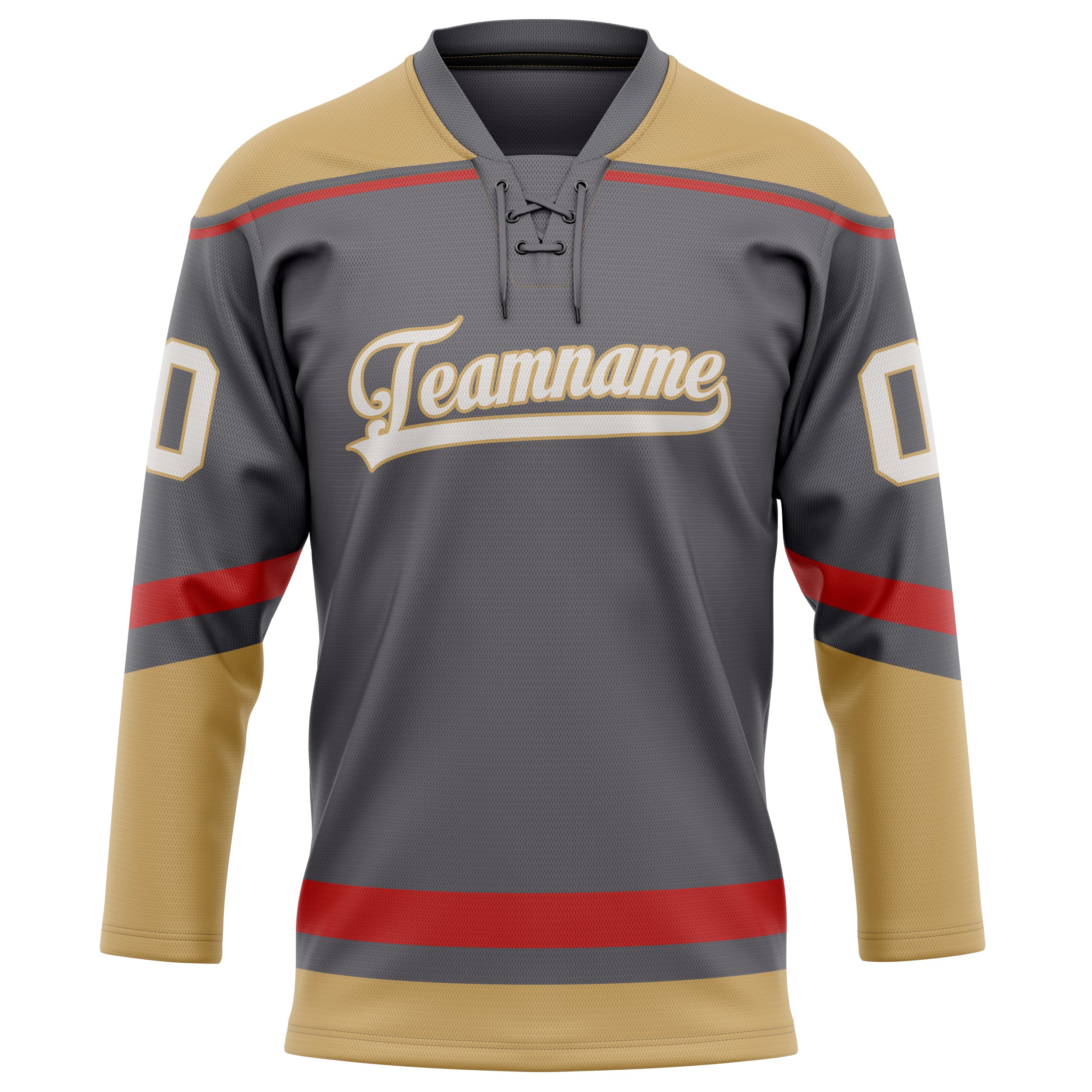 Stahlgrau Altgold Eishockey Trikot