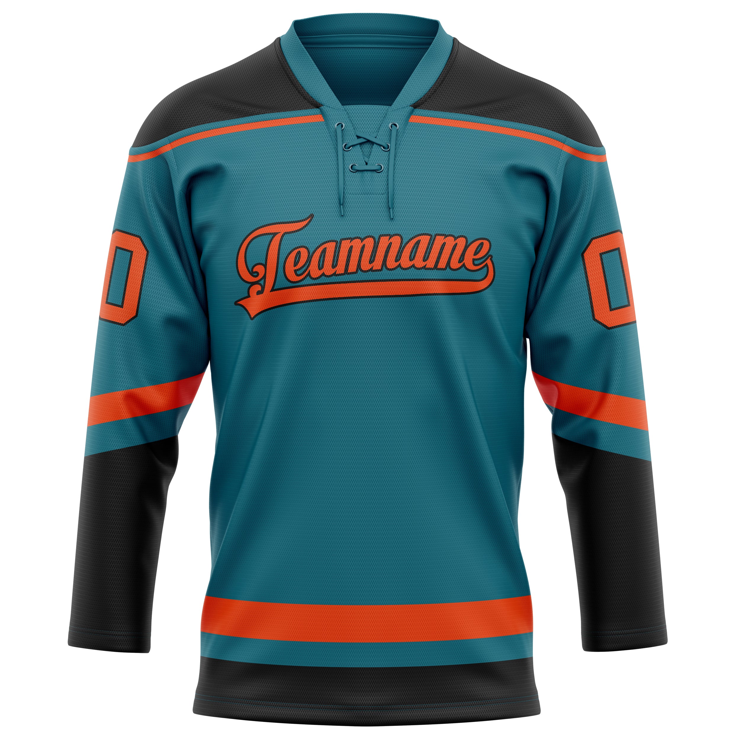 Blaugrün Orange Eishockey Trikot