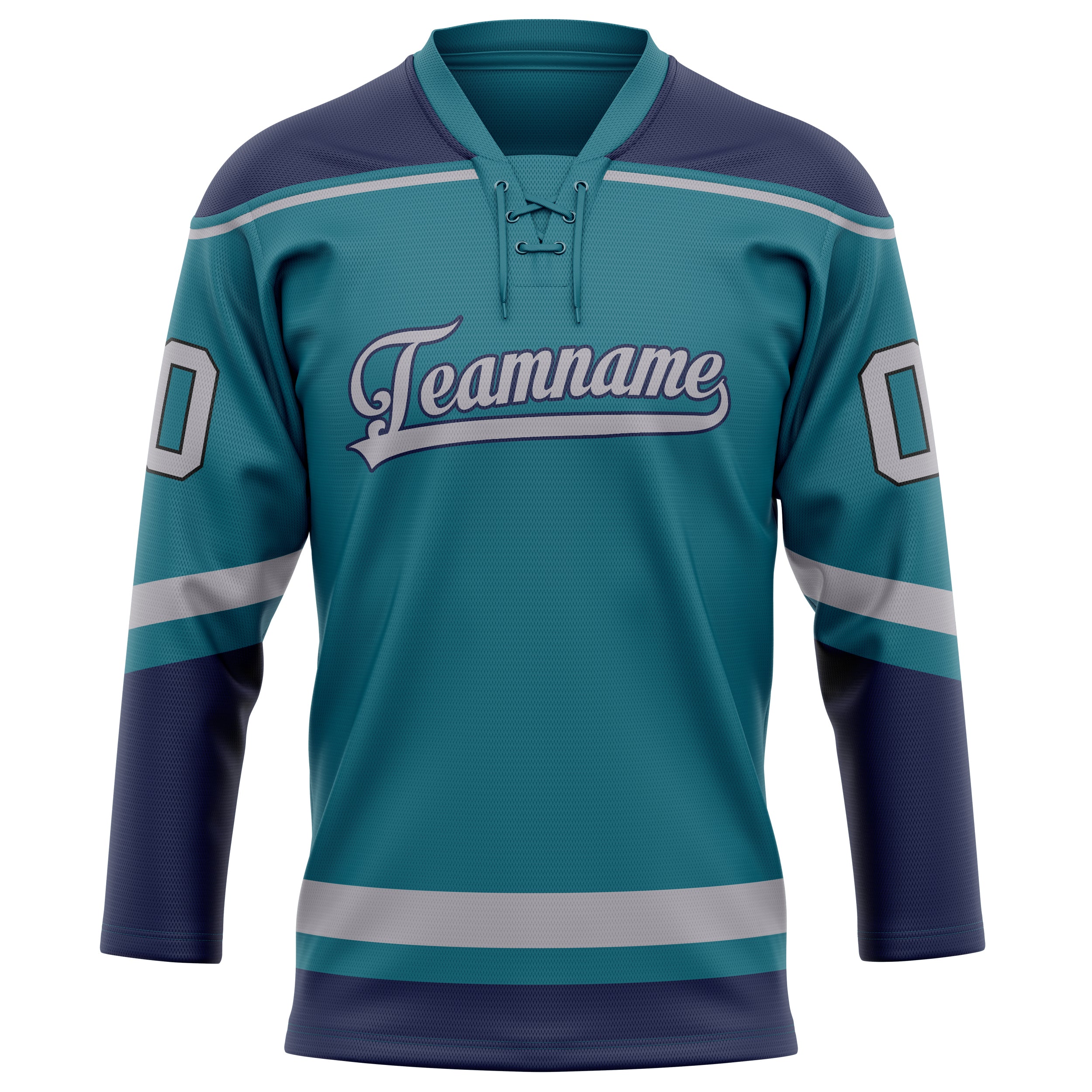 Blaugrün Marineblau Eishockey Trikot