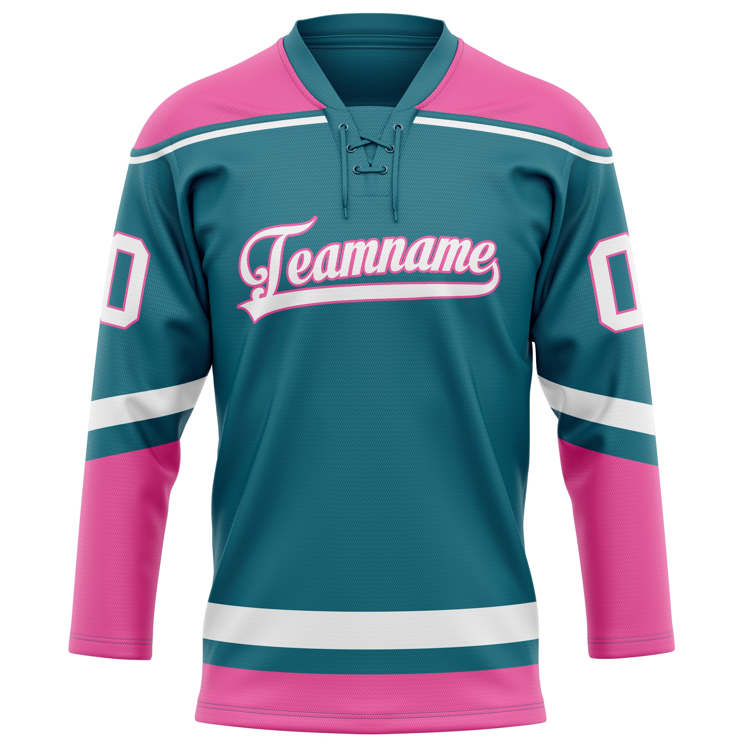 Blaugrün Rosa Eishockey Trikot