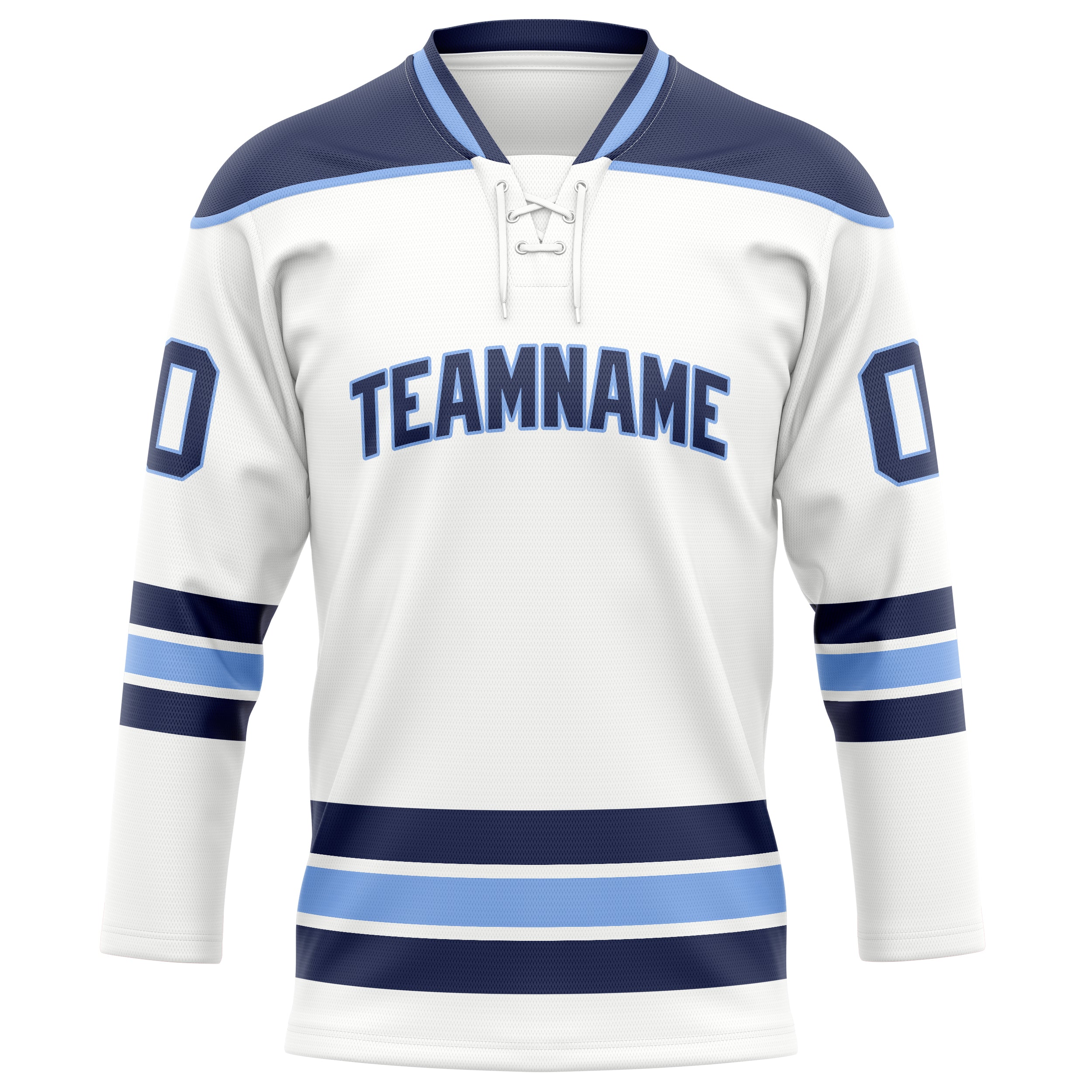 Weiß Marineblau Eishockey Trikot