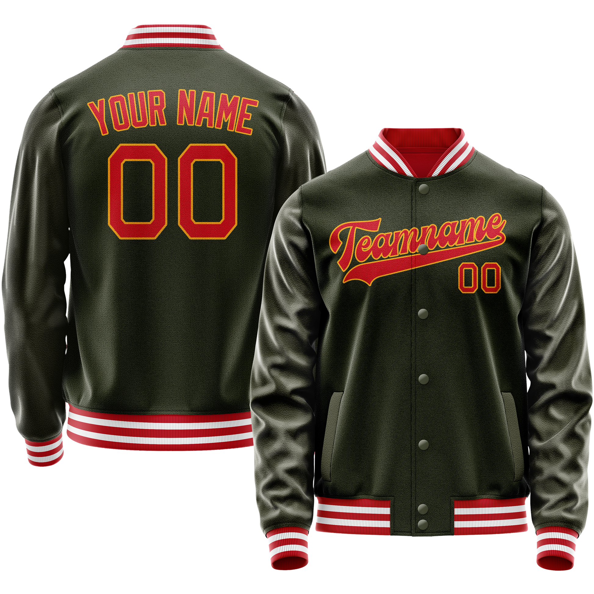 Maßgeschneidertes Oliv Rot Jacke JA02240617LH322